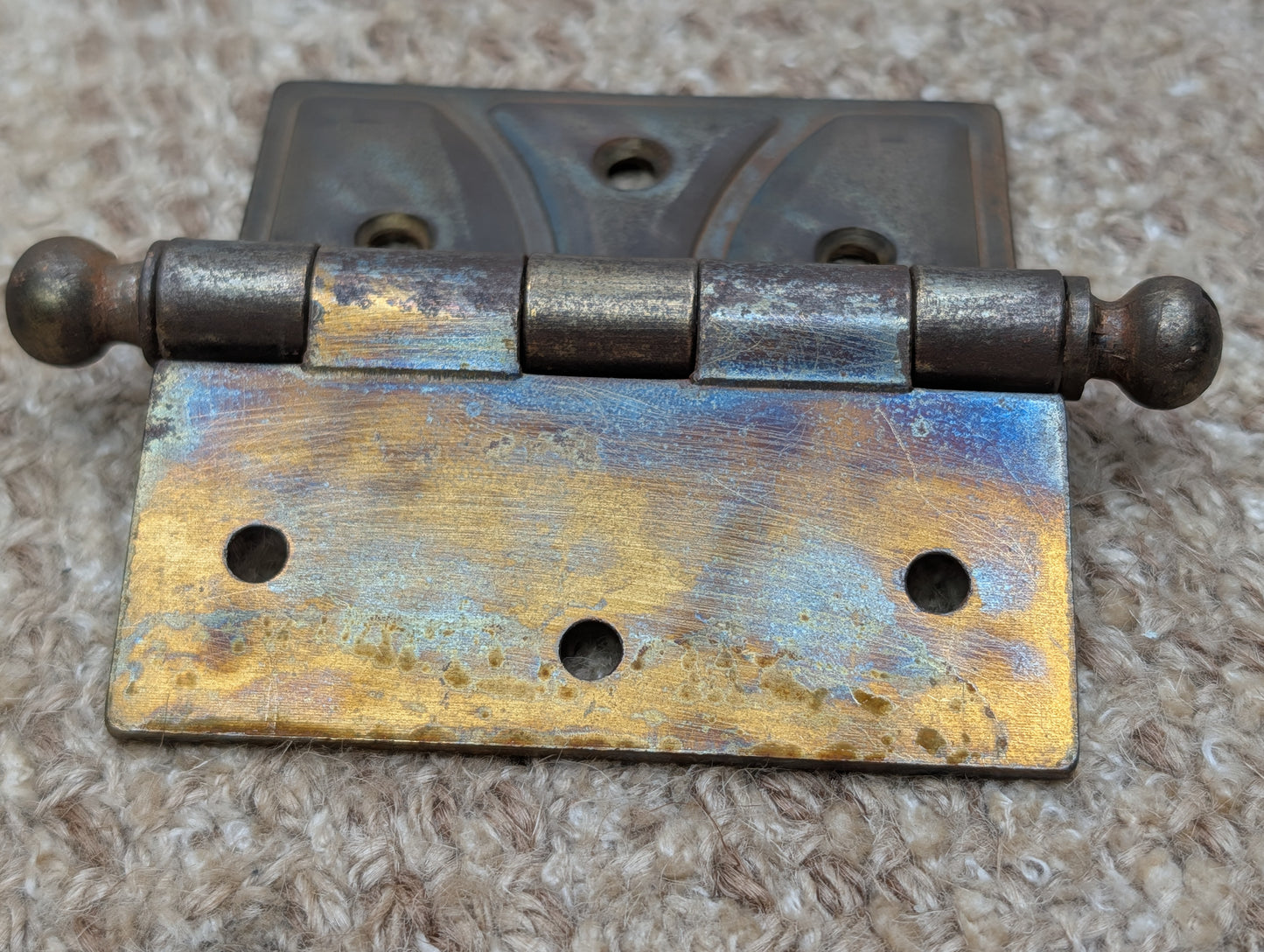 Pair 4" x 3 1/2" Antique McKinney Offset Surface Mount Right Swing Ball Tip Door Hinges