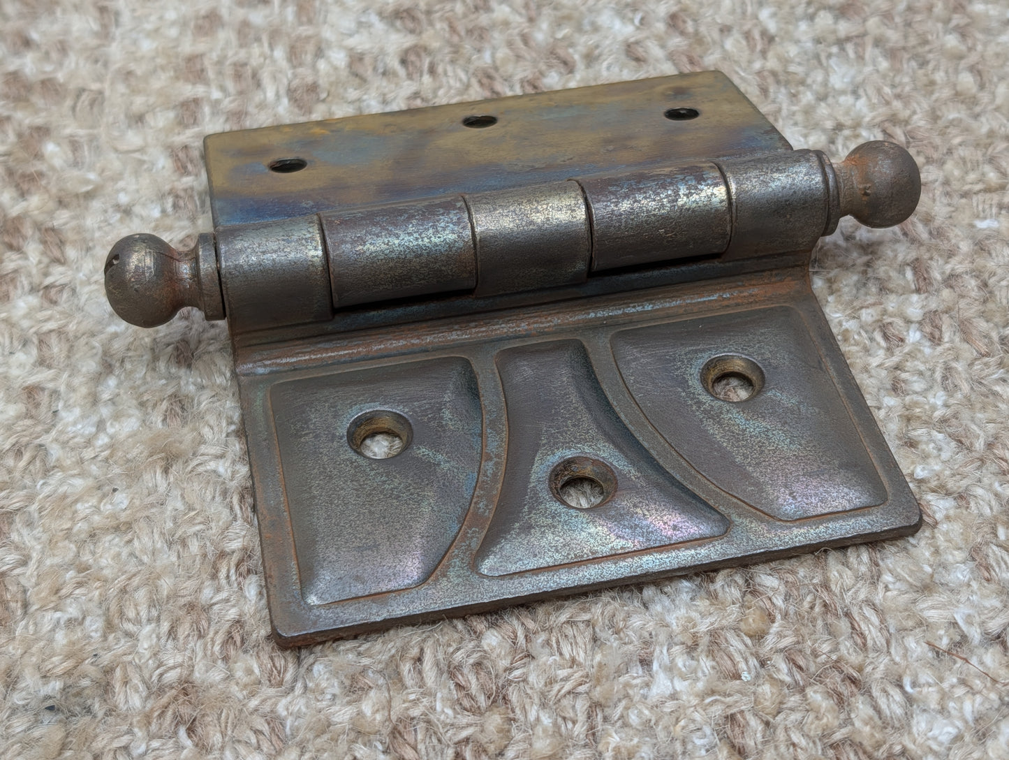 Pair 4" x 3 1/2" Antique McKinney Offset Surface Mount Right Swing Ball Tip Door Hinges
