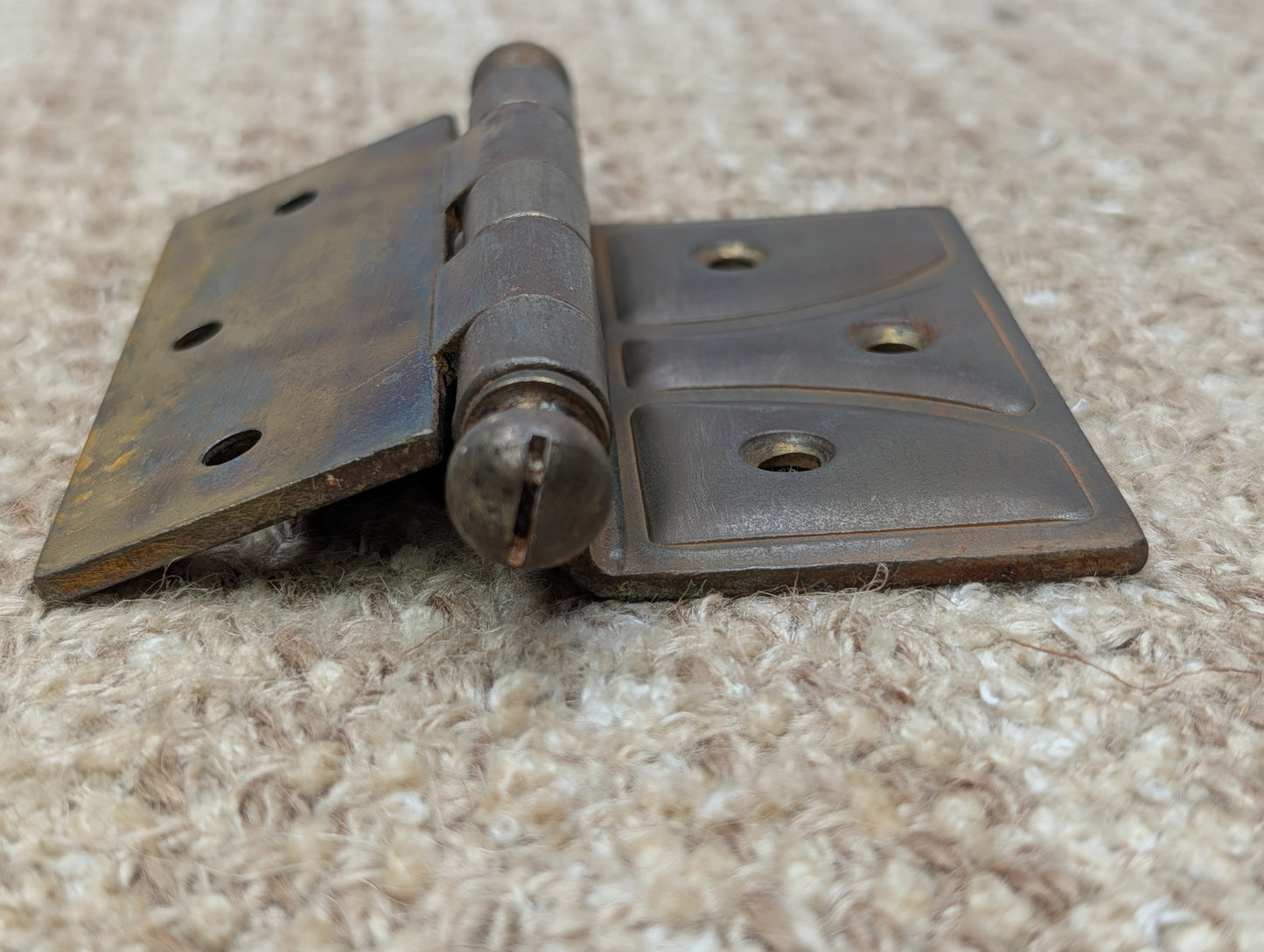 Pair 4" x 3 1/2" Antique McKinney Offset Surface Mount Right Swing Ball Tip Door Hinges