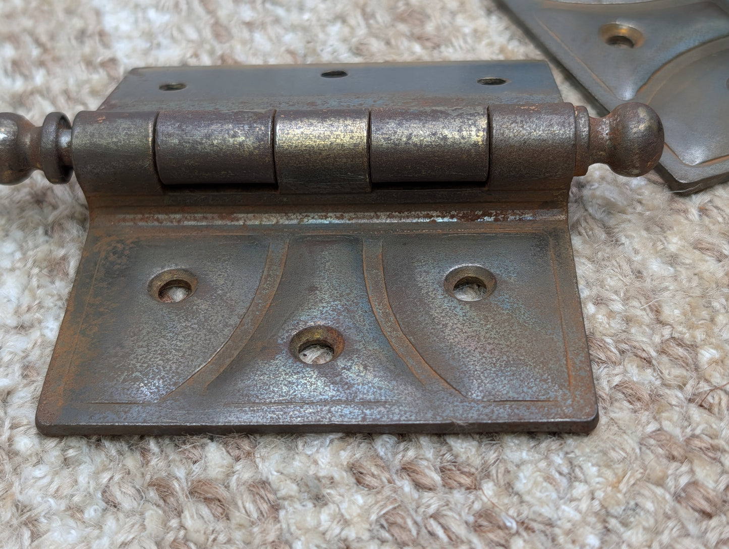 Pair 4" x 3 1/2" Antique McKinney Offset Surface Mount Left Swing Ball Tip Door Hinges