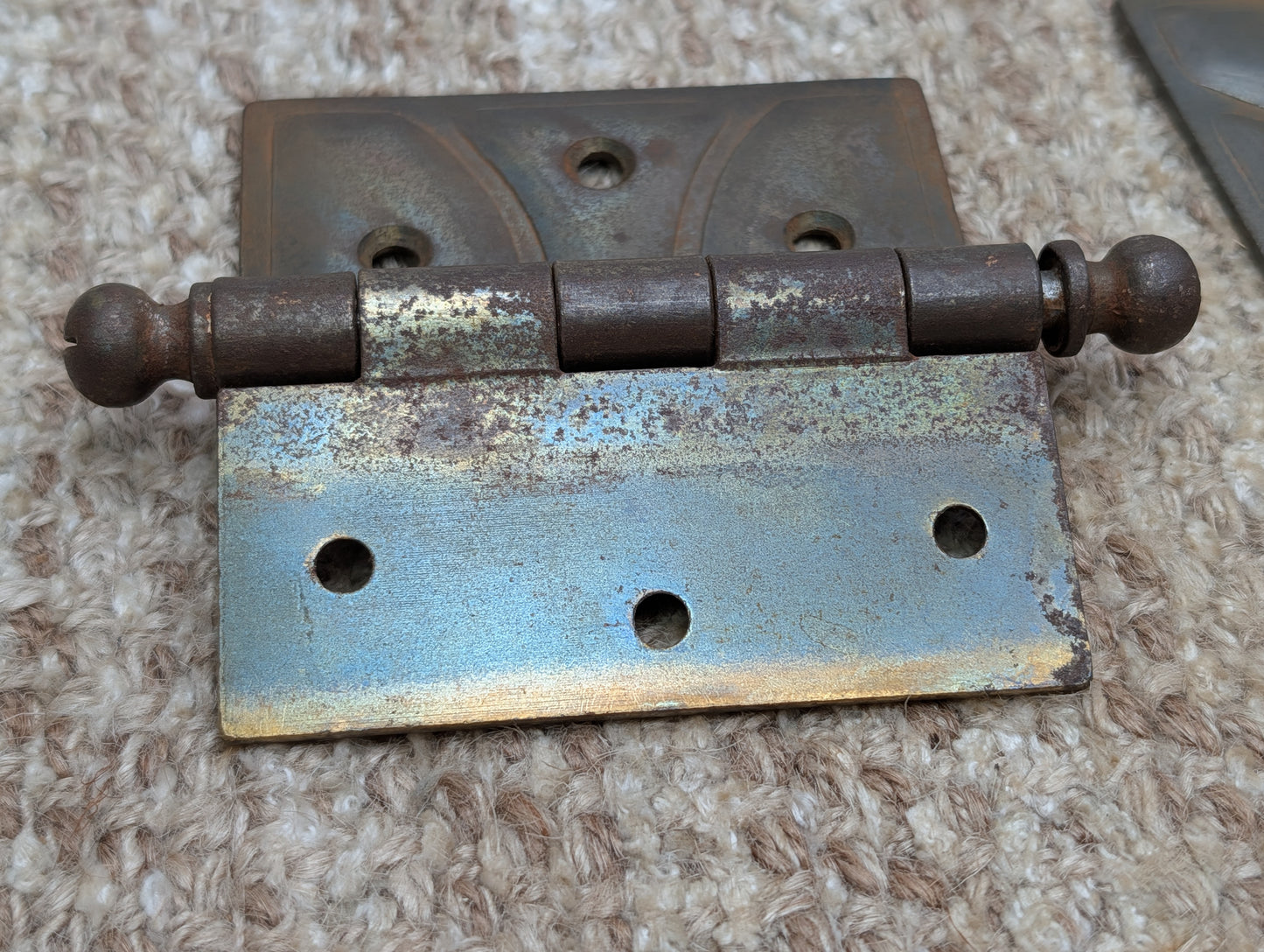 Pair 4" x 3 1/2" Antique McKinney Offset Surface Mount Left Swing Ball Tip Door Hinges