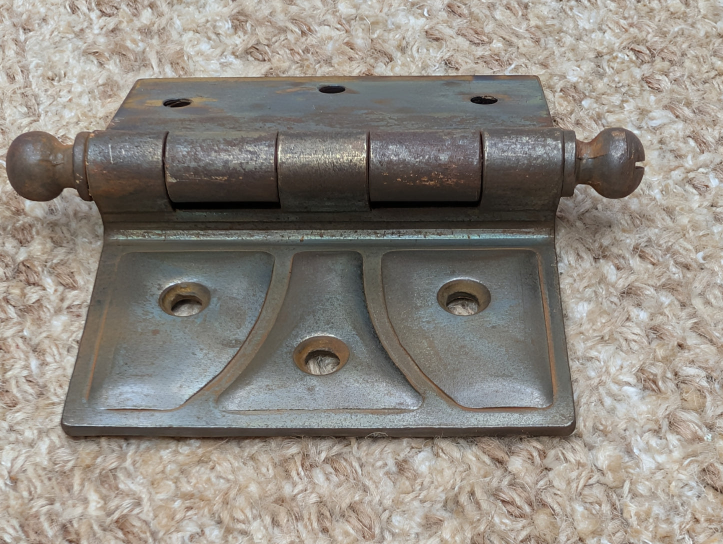 Pair 4" x 3 1/2" Antique McKinney Offset Surface Mount Left Swing Ball Tip Door Hinges