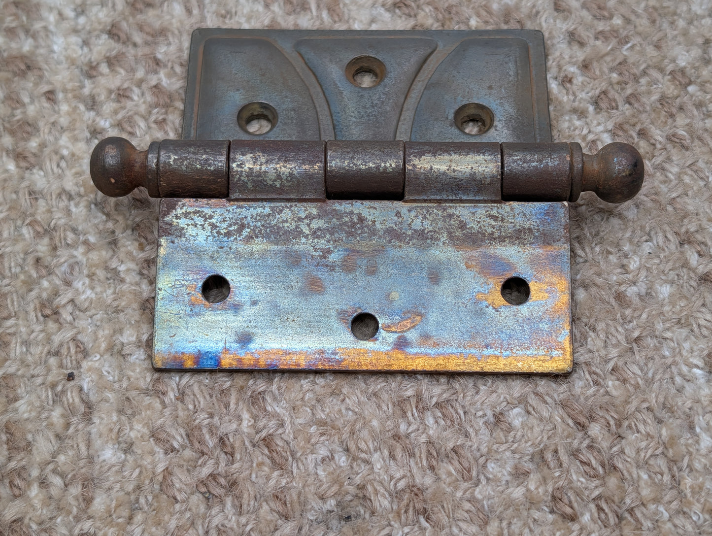 Pair 4" x 3 1/2" Antique McKinney Offset Surface Mount Left Swing Ball Tip Door Hinges