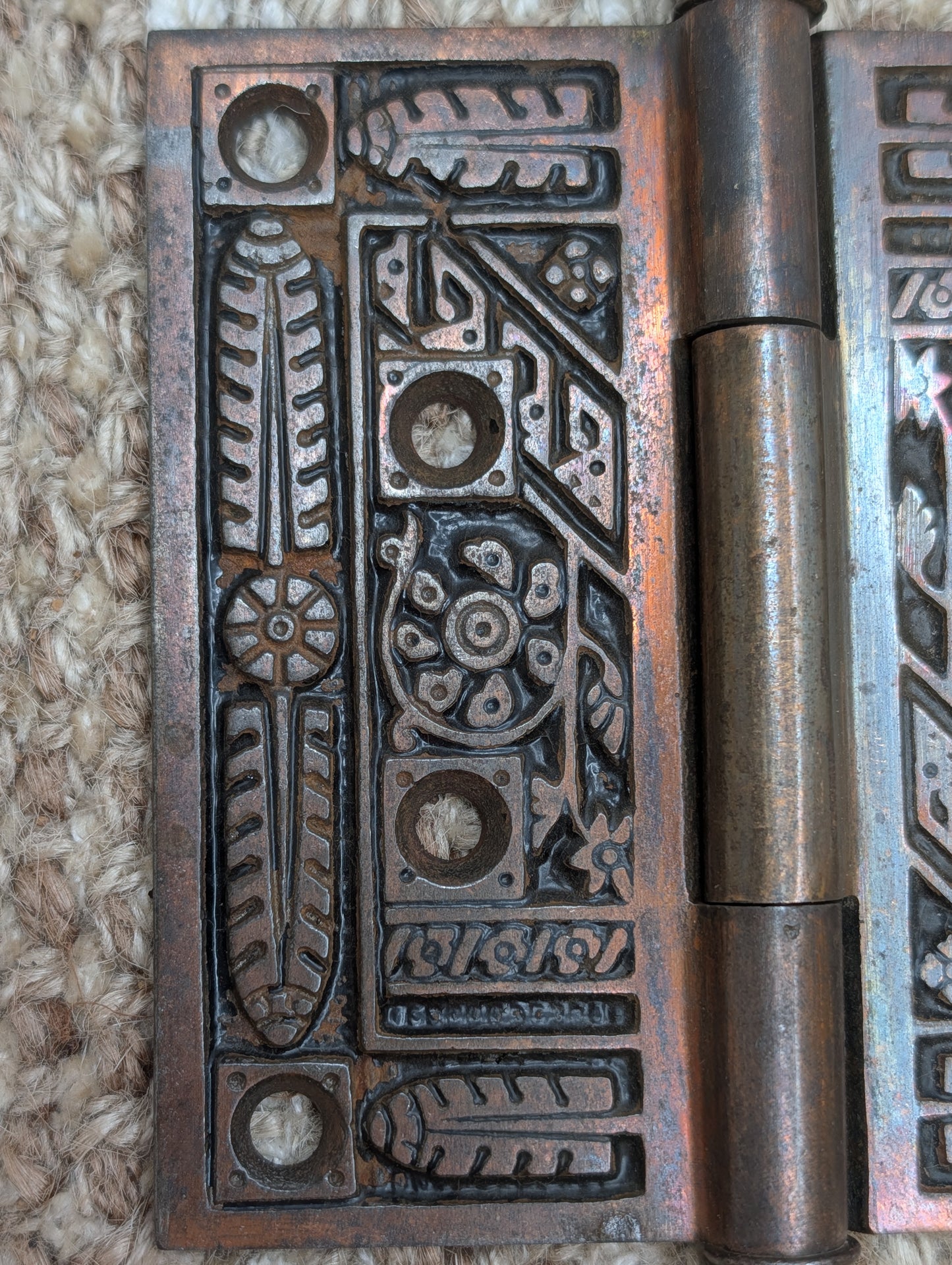 4" x 4" Antique Corbin Ornate Ball Tip Door Hinge Circa 1880