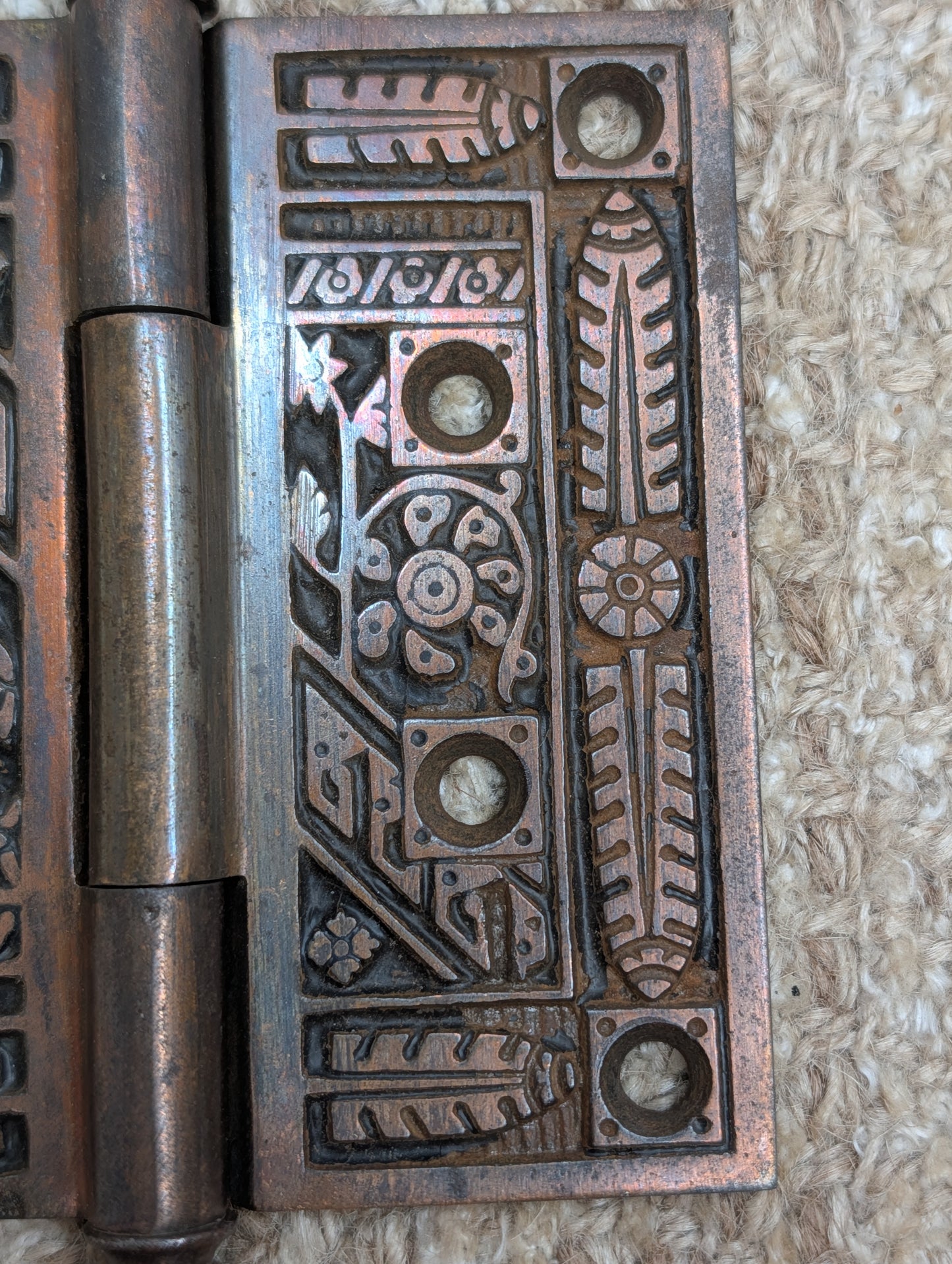 4" x 4" Antique Corbin Ornate Ball Tip Door Hinge Circa 1880