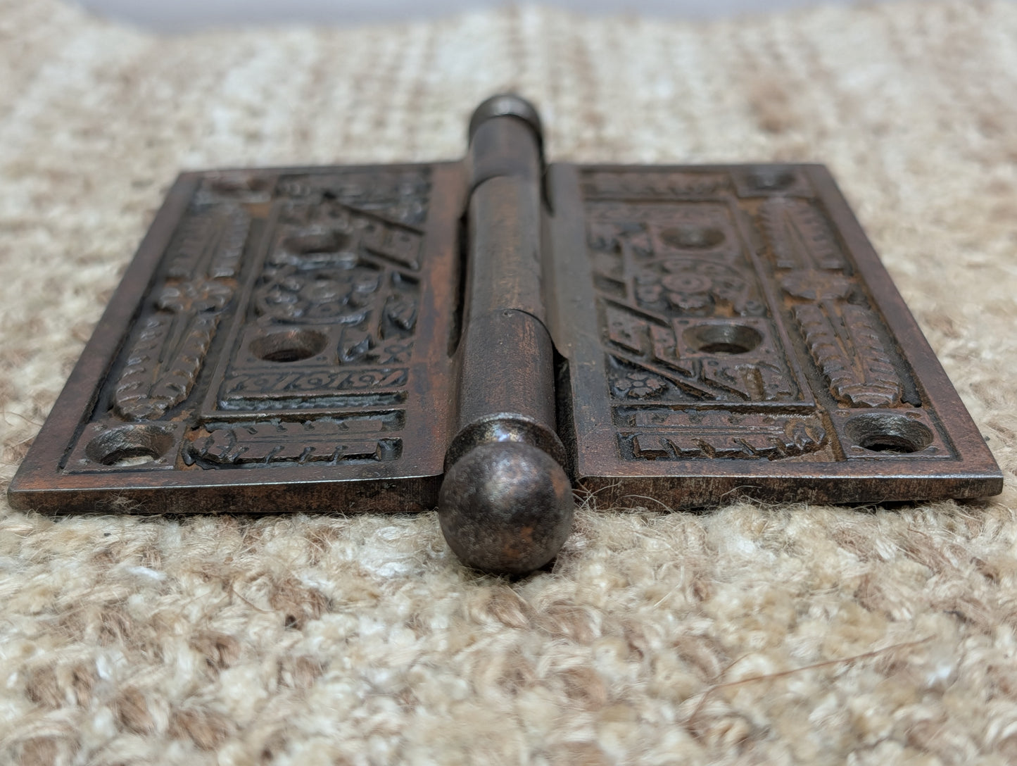 4" x 4" Antique Corbin Ornate Ball Tip Door Hinge Circa 1880