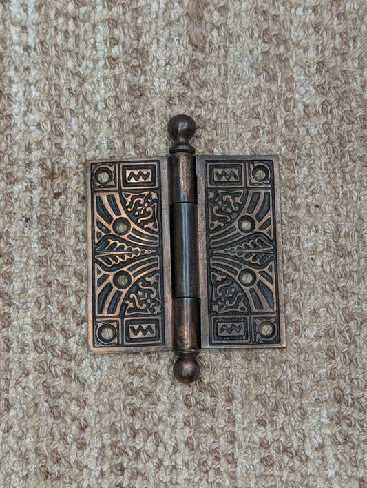 4" x 4" Antique Ornate Ball Tip Door Hinge