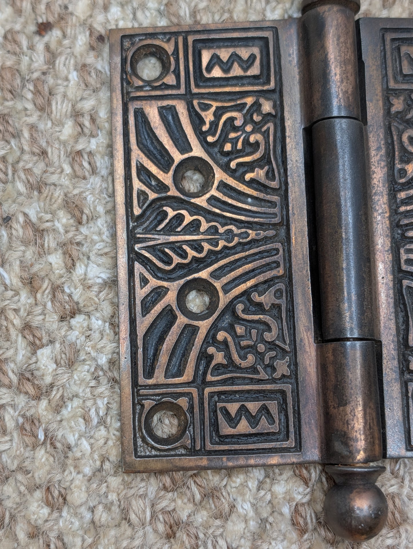 4" x 4" Antique Ornate Ball Tip Door Hinge