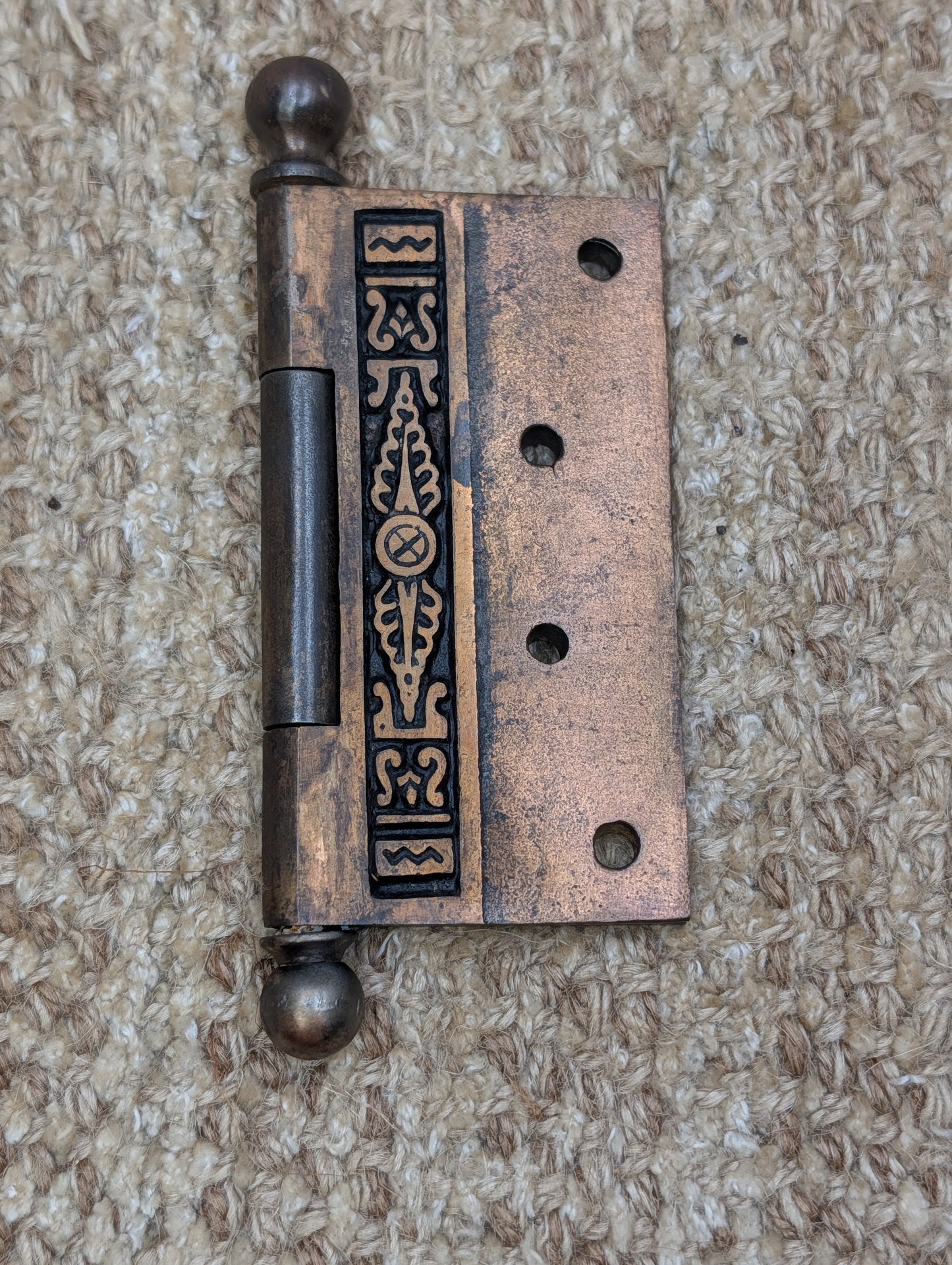 4" x 4" Antique Ornate Ball Tip Door Hinge