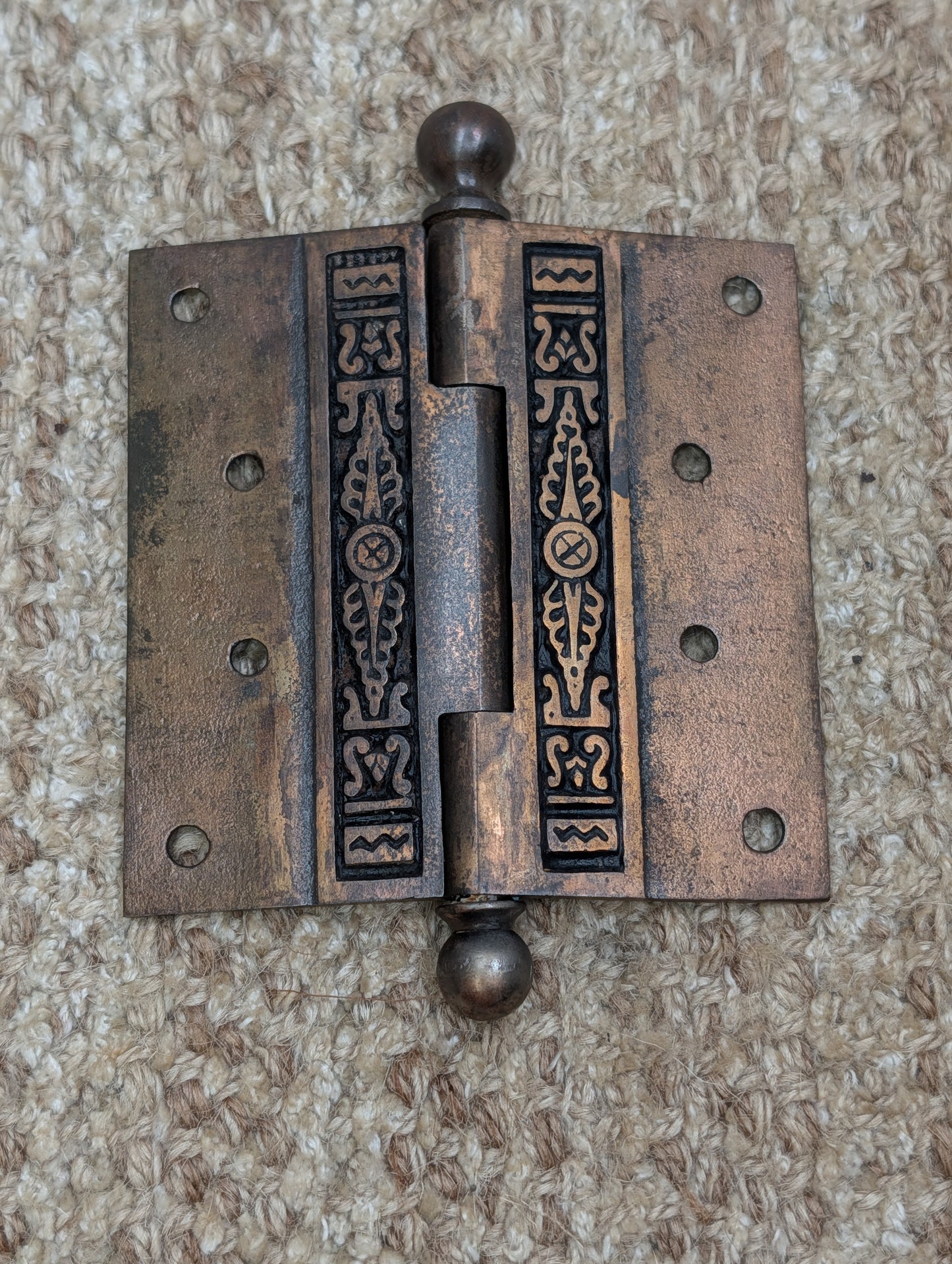 4" x 4" Antique Ornate Ball Tip Door Hinge