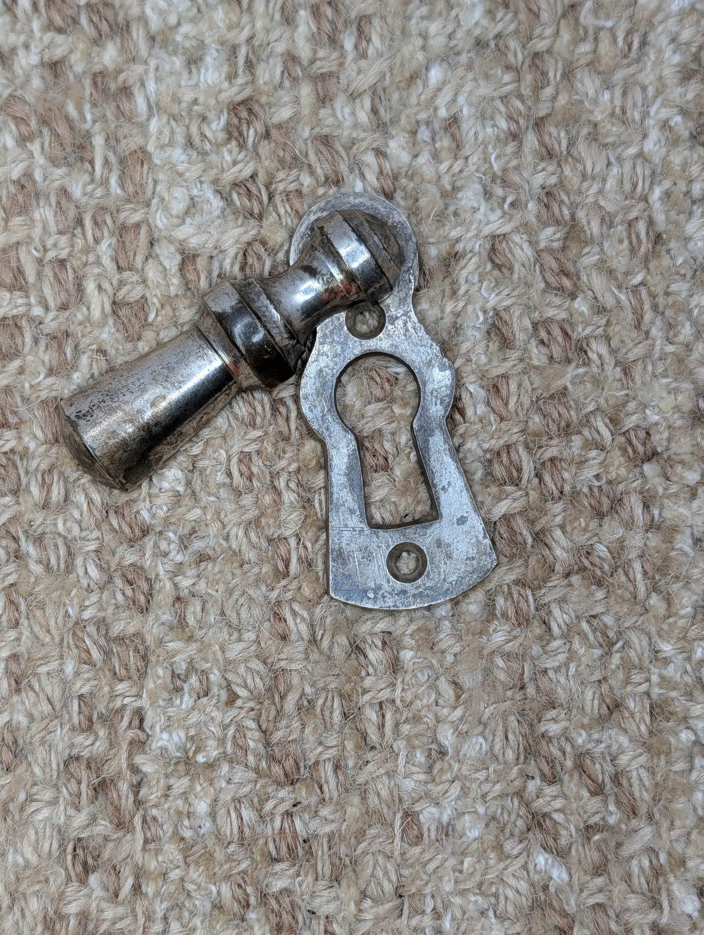 Antique Nickel Plated Brass Key Hole Cover Escutcheon With Swinging Cover