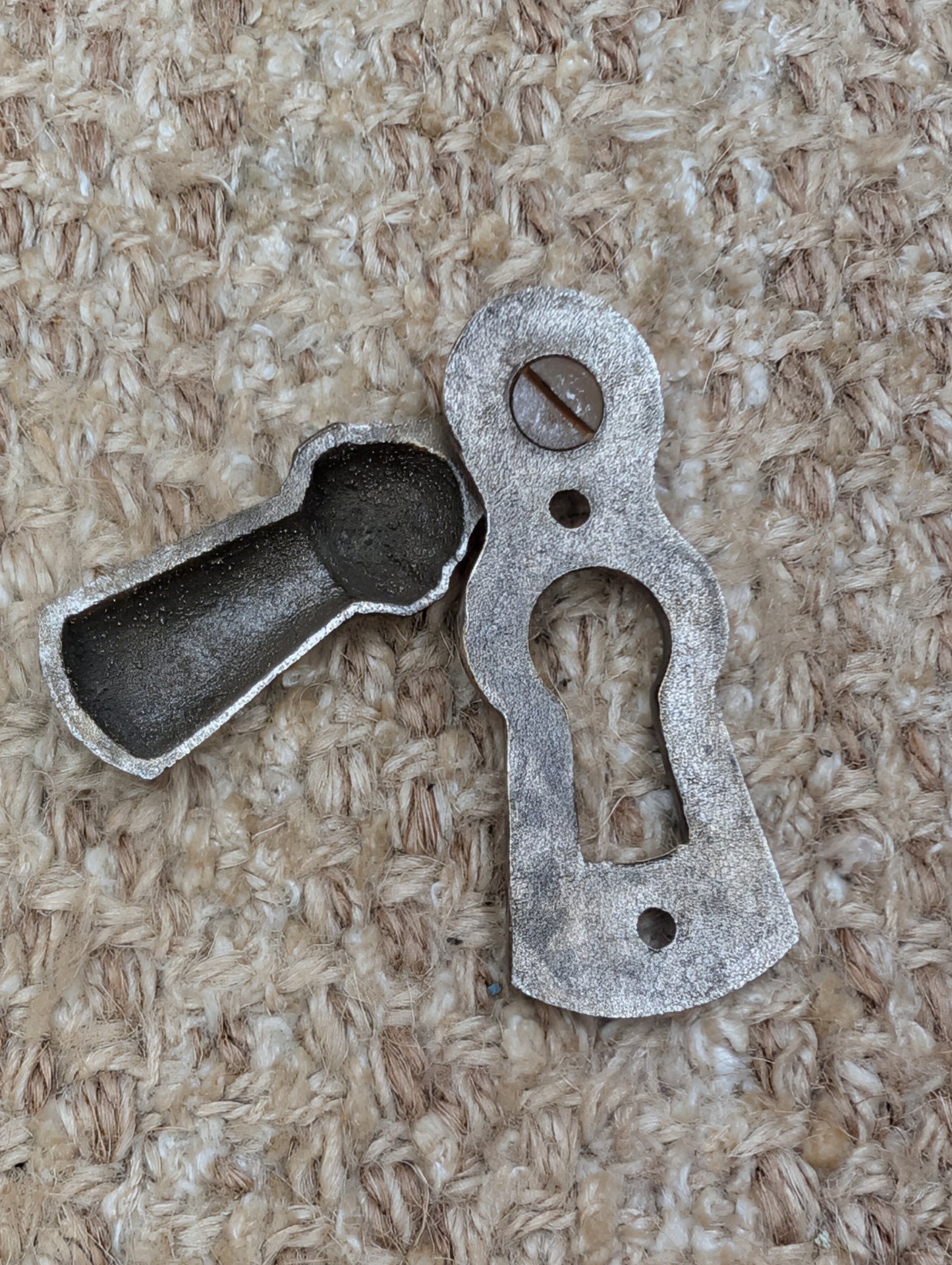 Antique Nickel Plated Brass Key Hole Cover Escutcheon With Swinging Cover