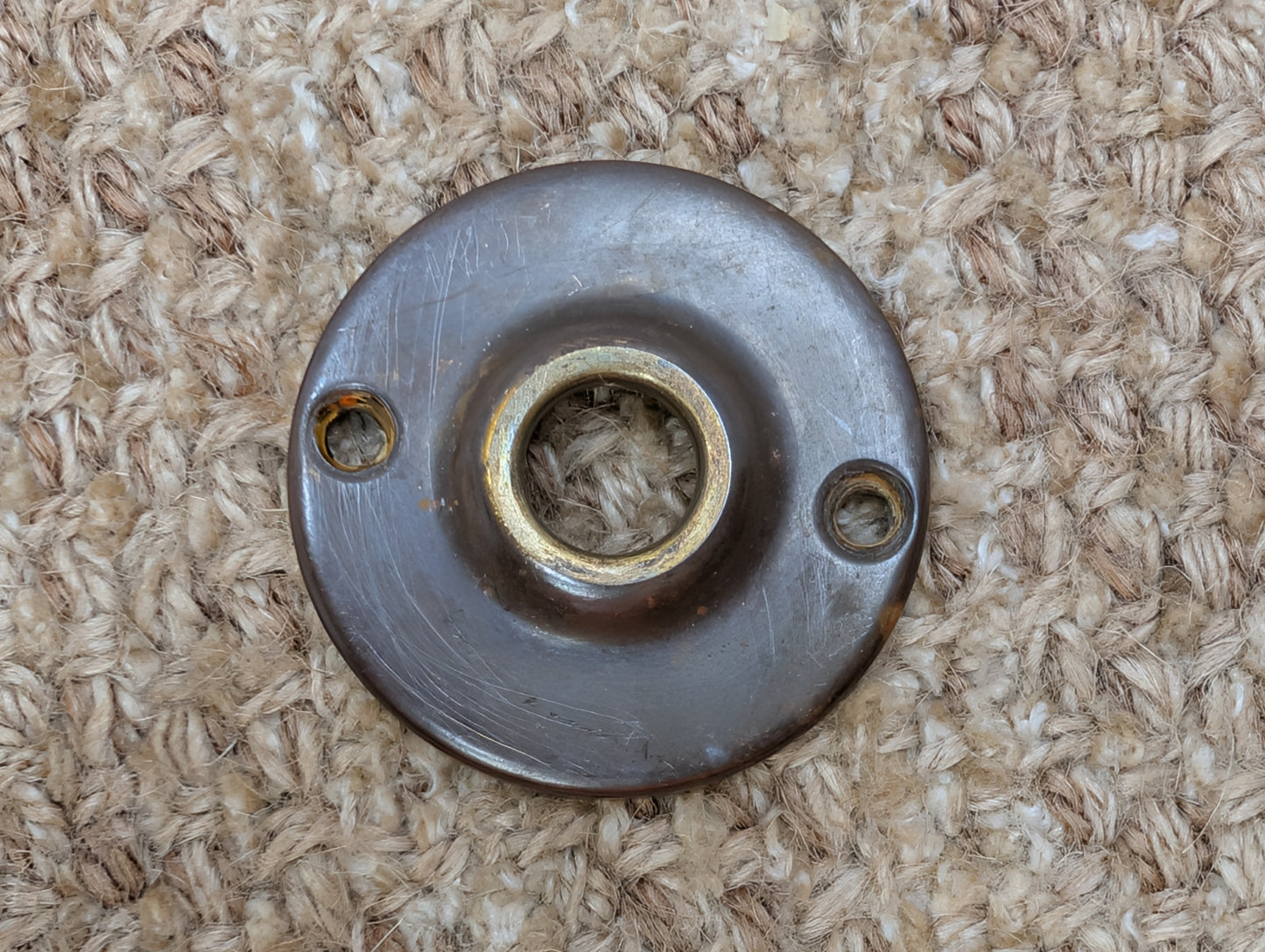 1 7/8" Antique Stamped Brass Rosette Escutcheon For Door Knob