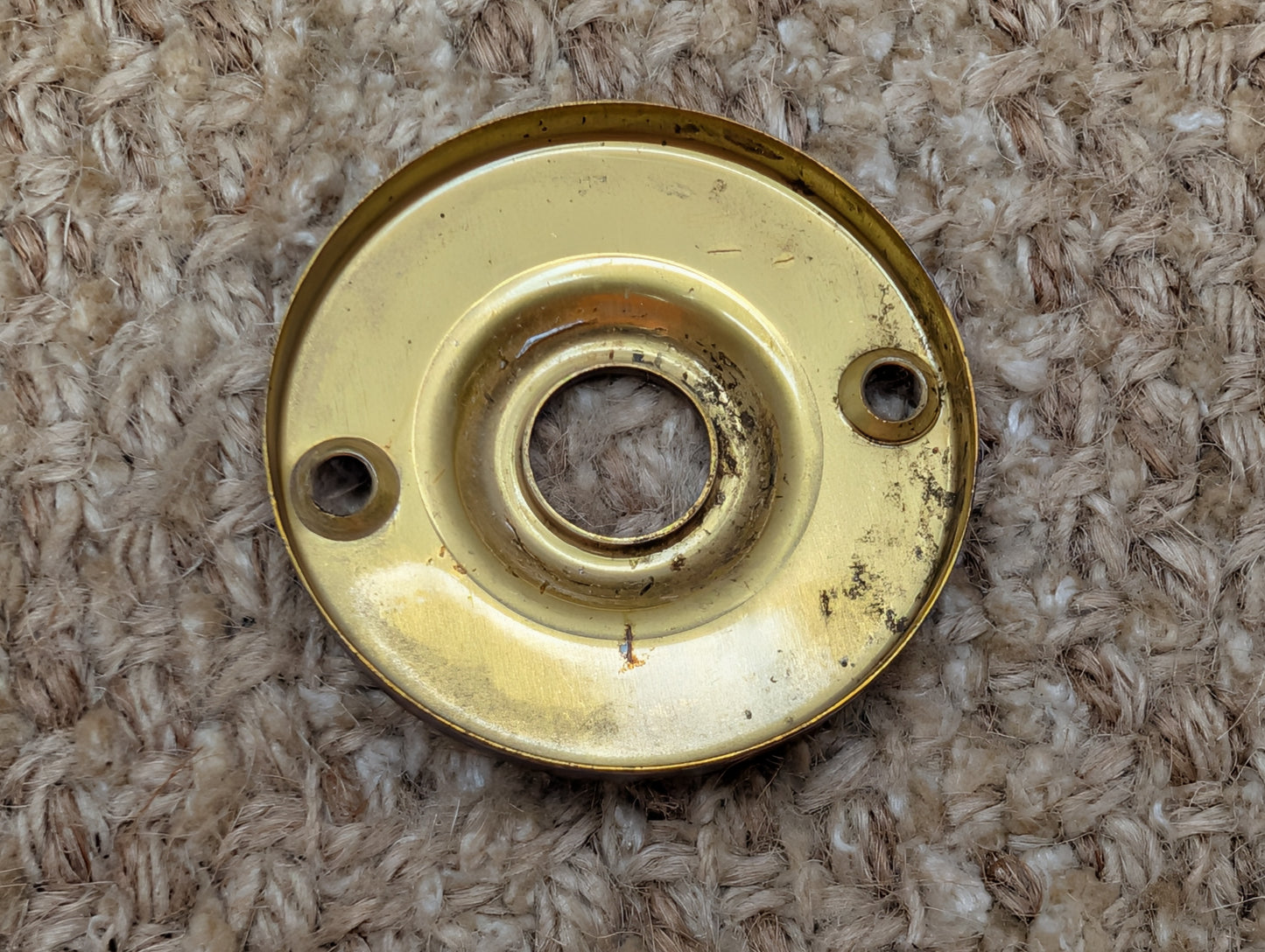 1 7/8" Antique Stamped Brass Rosette Escutcheon For Door Knob