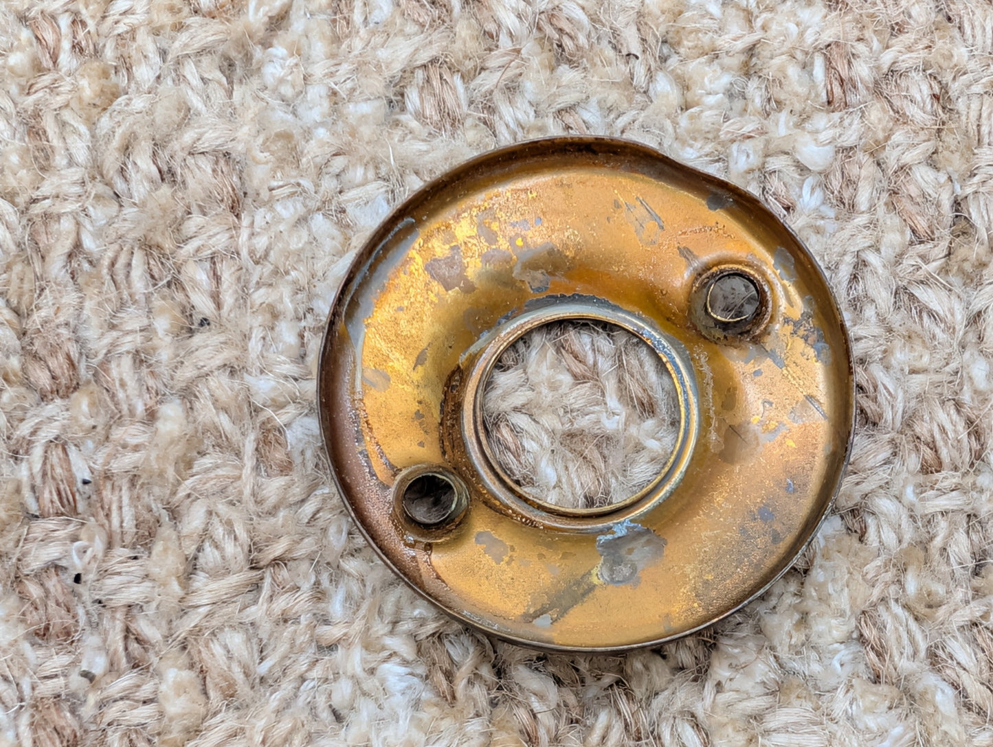 1 3/4" Antique Stamped Brass Rosette Escutcheon For Door Knob