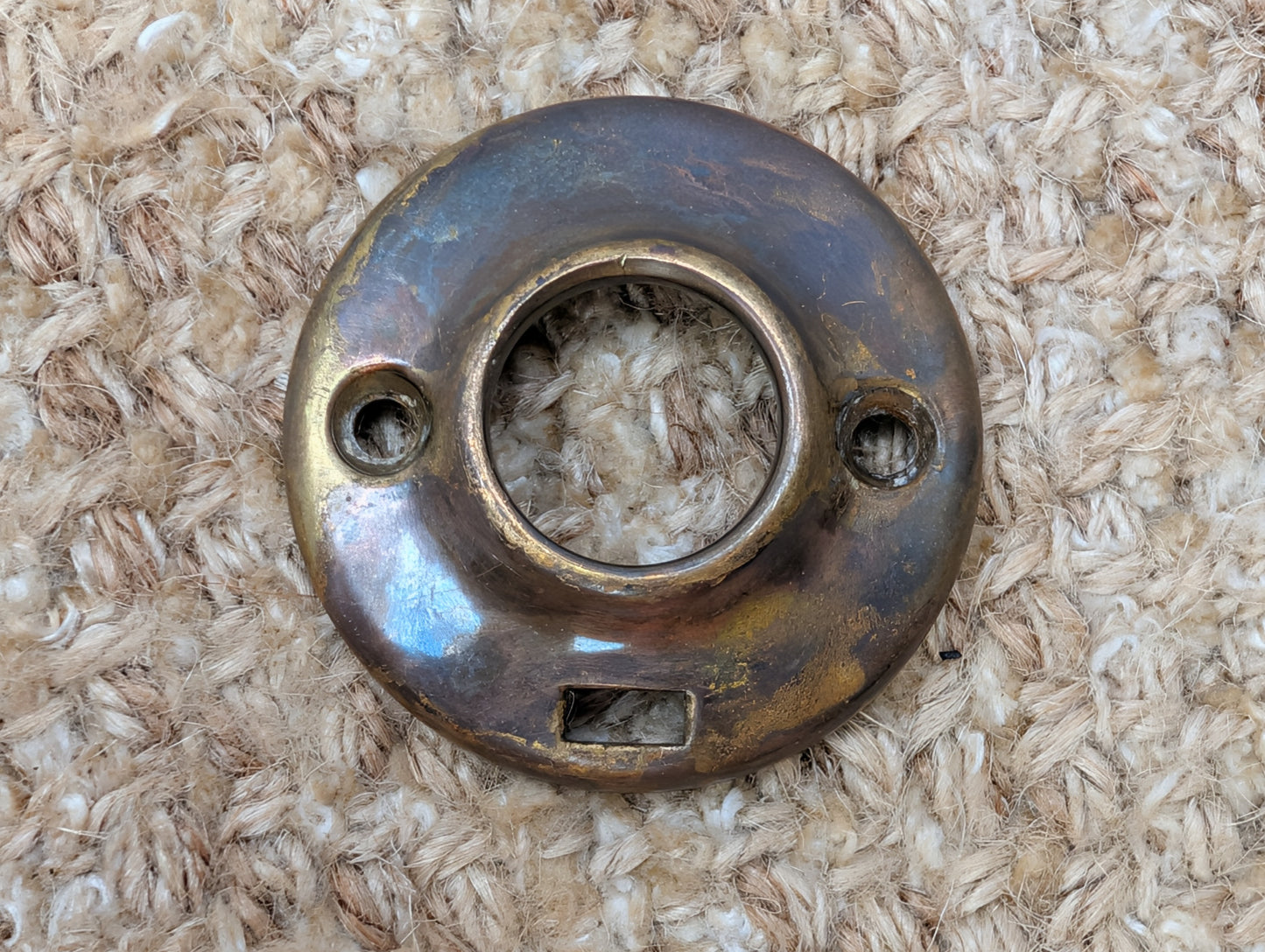 1 3/4" Antique Stamped Brass Rosette Escutcheon For Door Knob