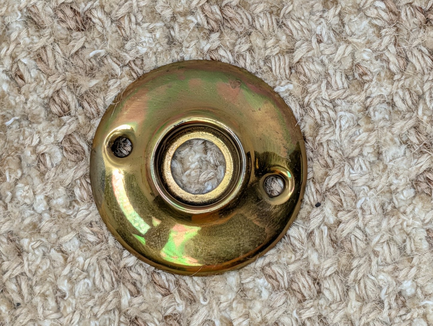 2" Antique Stamped Brass Rosette Escutcheon For Door Knob
