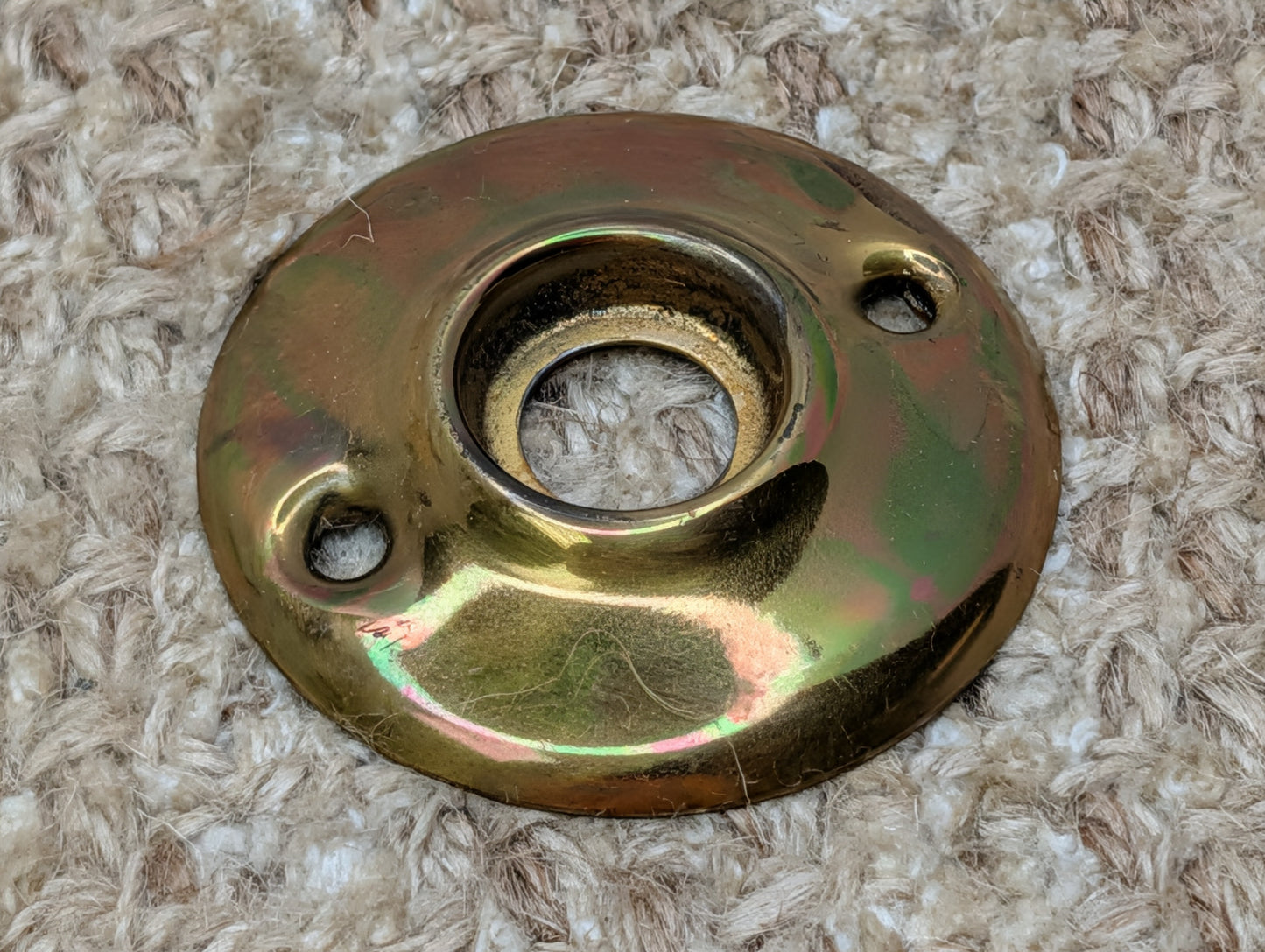 2" Antique Stamped Brass Rosette Escutcheon For Door Knob