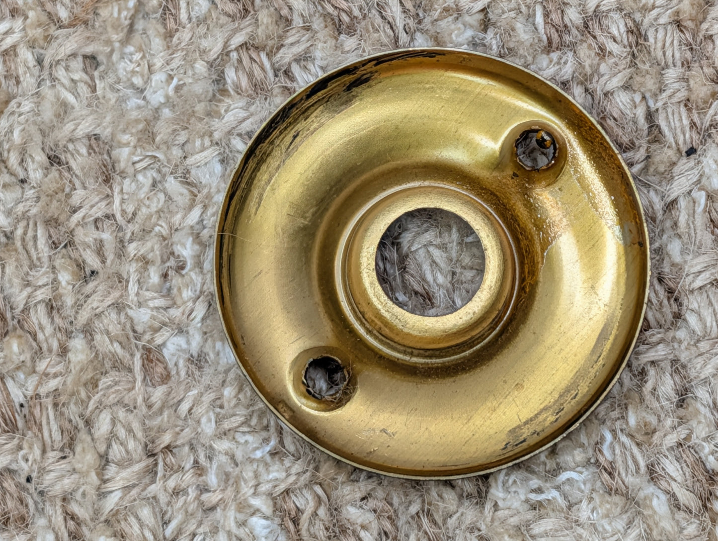 2" Antique Stamped Brass Rosette Escutcheon For Door Knob