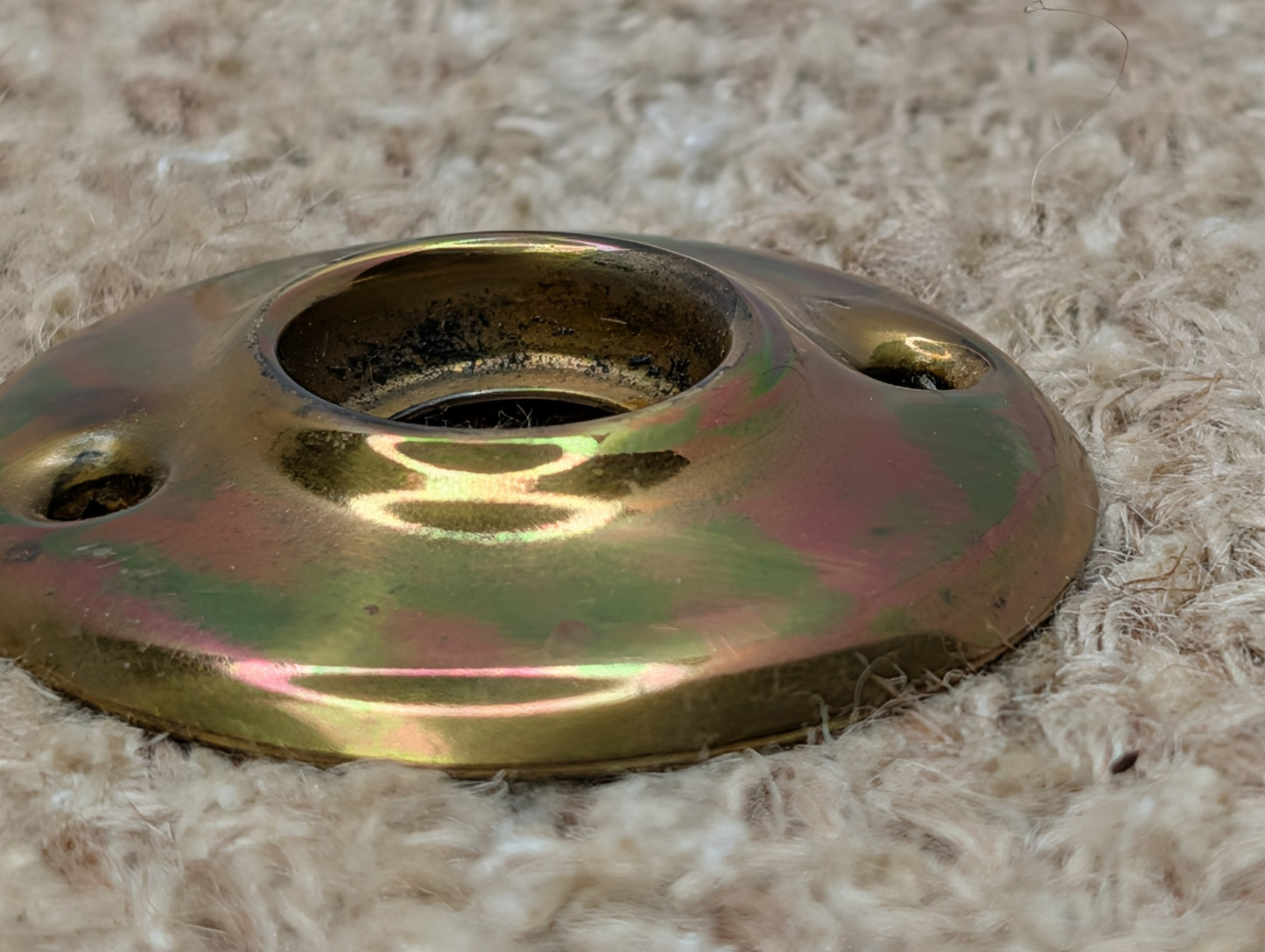 2" Antique Stamped Brass Rosette Escutcheon For Door Knob