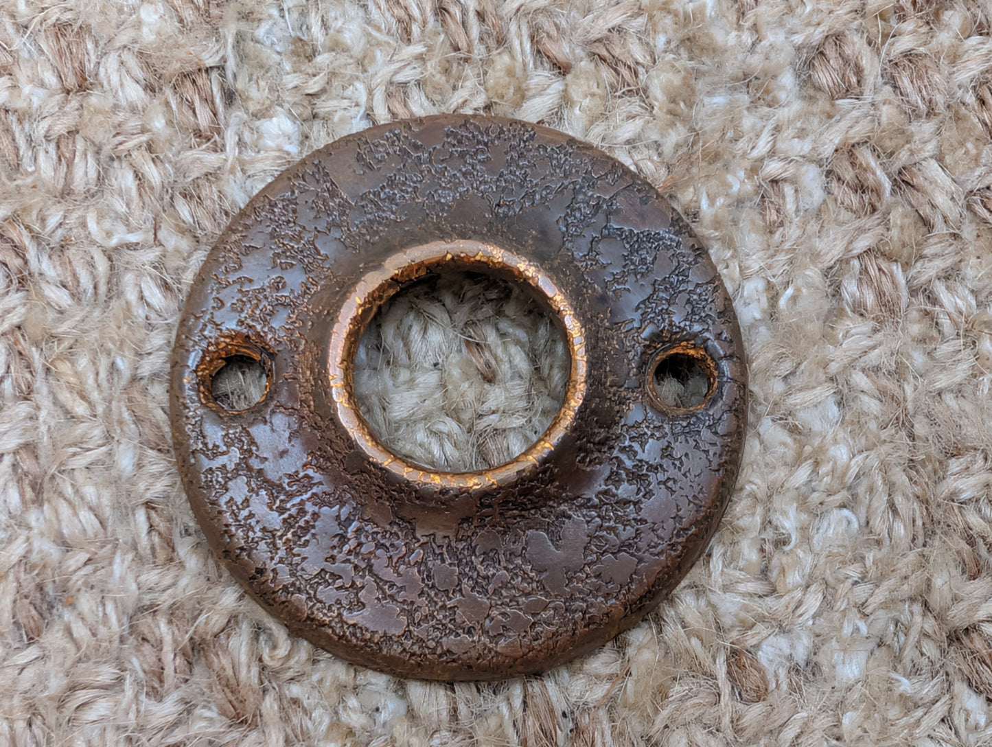 2" Antique Stamped Brass Rosette Escutcheon For Door Knob