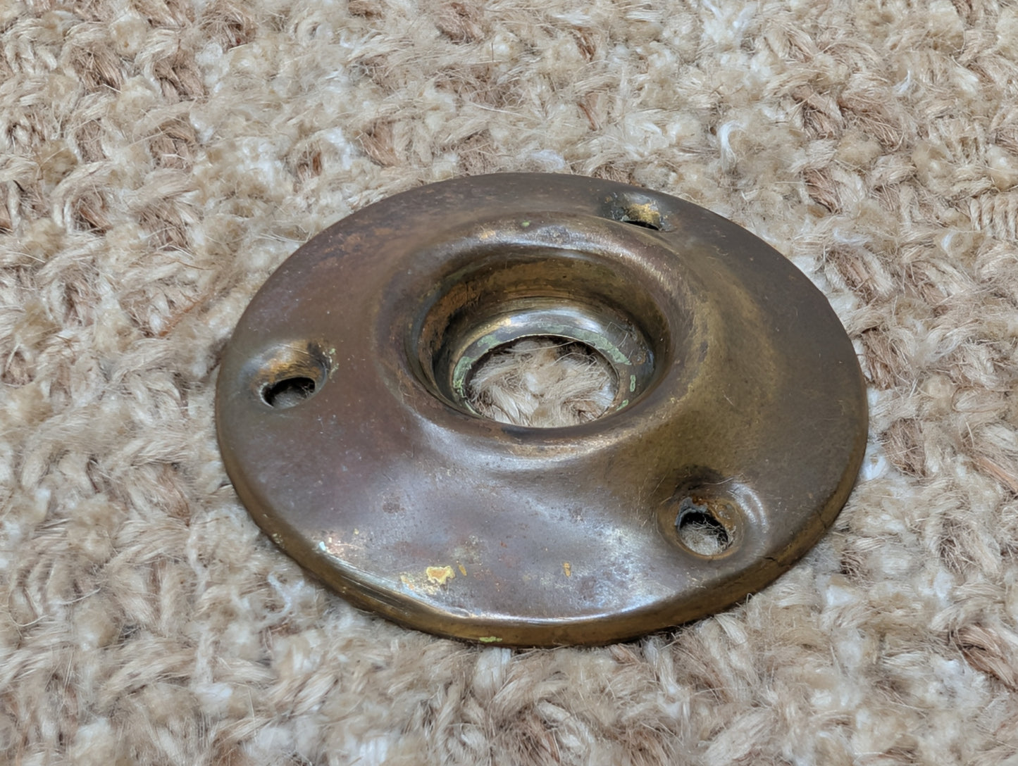 2" Antique Stamped Brass Rosette Escutcheon For Door Knob