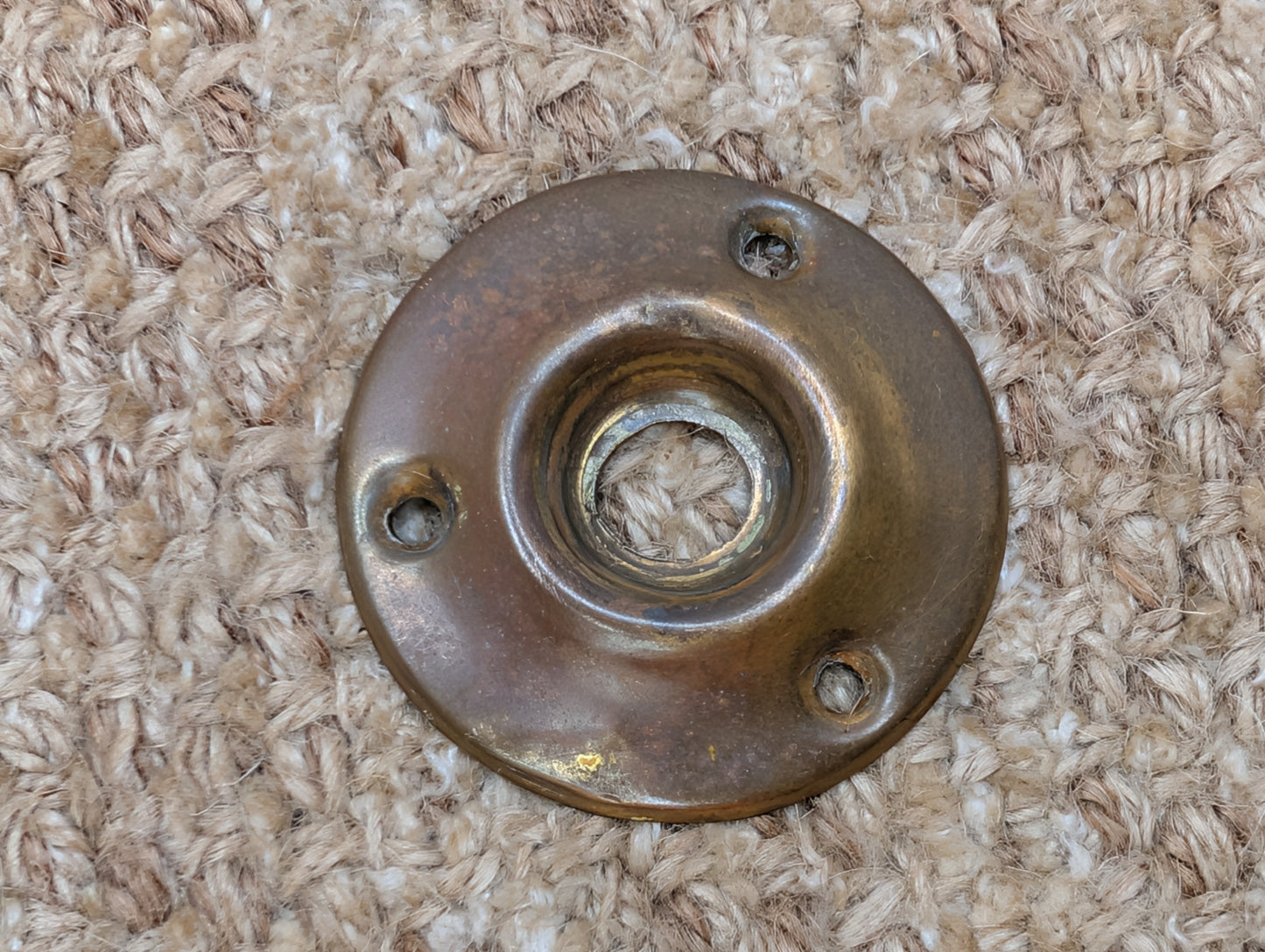 2" Antique Stamped Brass Rosette Escutcheon For Door Knob
