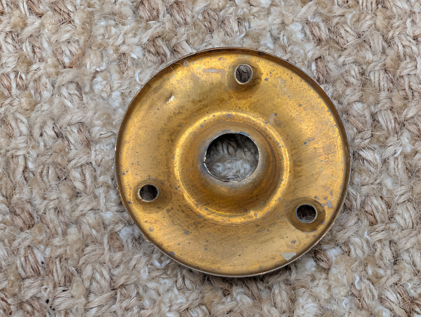 2" Antique Stamped Brass Rosette Escutcheon For Door Knob