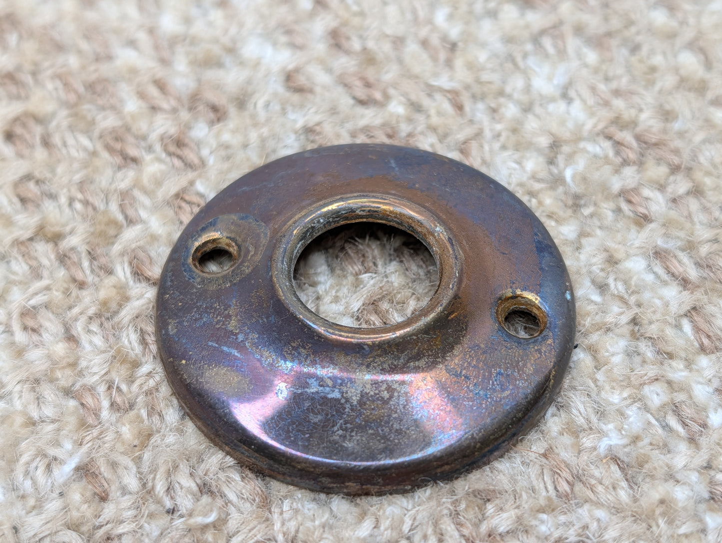 2" Antique Stamped Brass Rosette Escutcheon For Door Knob