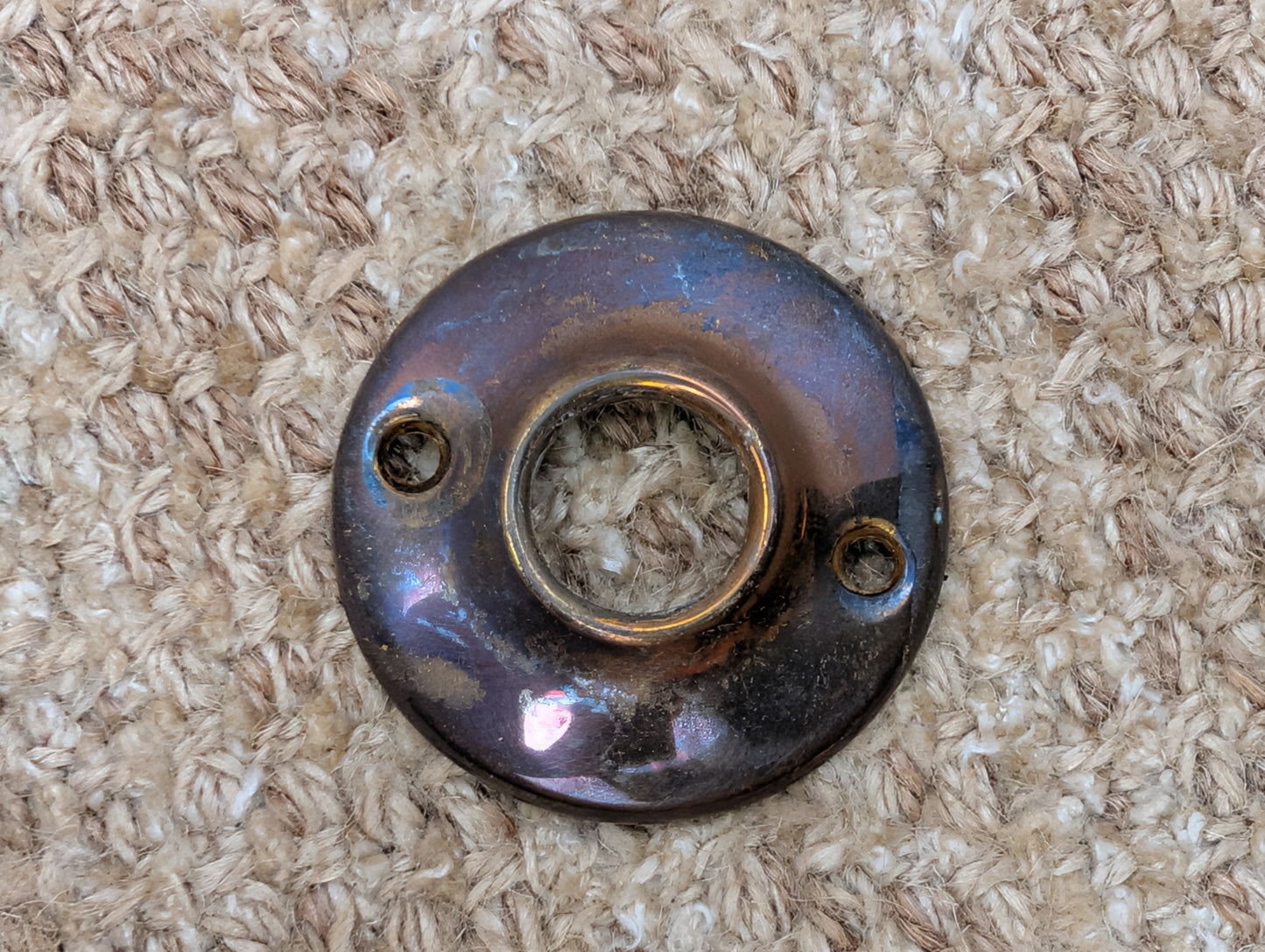 2" Antique Stamped Brass Rosette Escutcheon For Door Knob