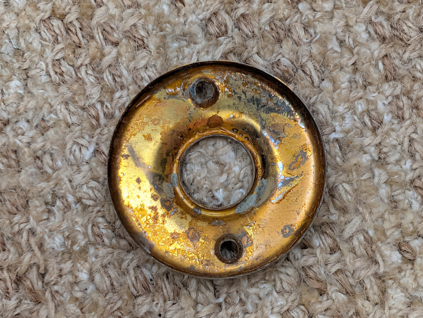 2" Antique Stamped Brass Rosette Escutcheon For Door Knob