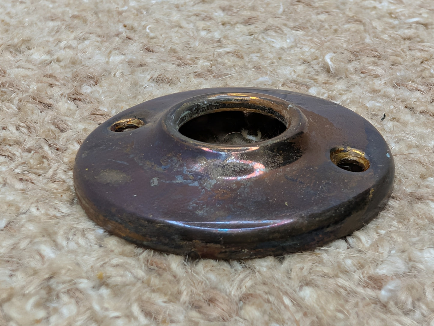 2" Antique Stamped Brass Rosette Escutcheon For Door Knob