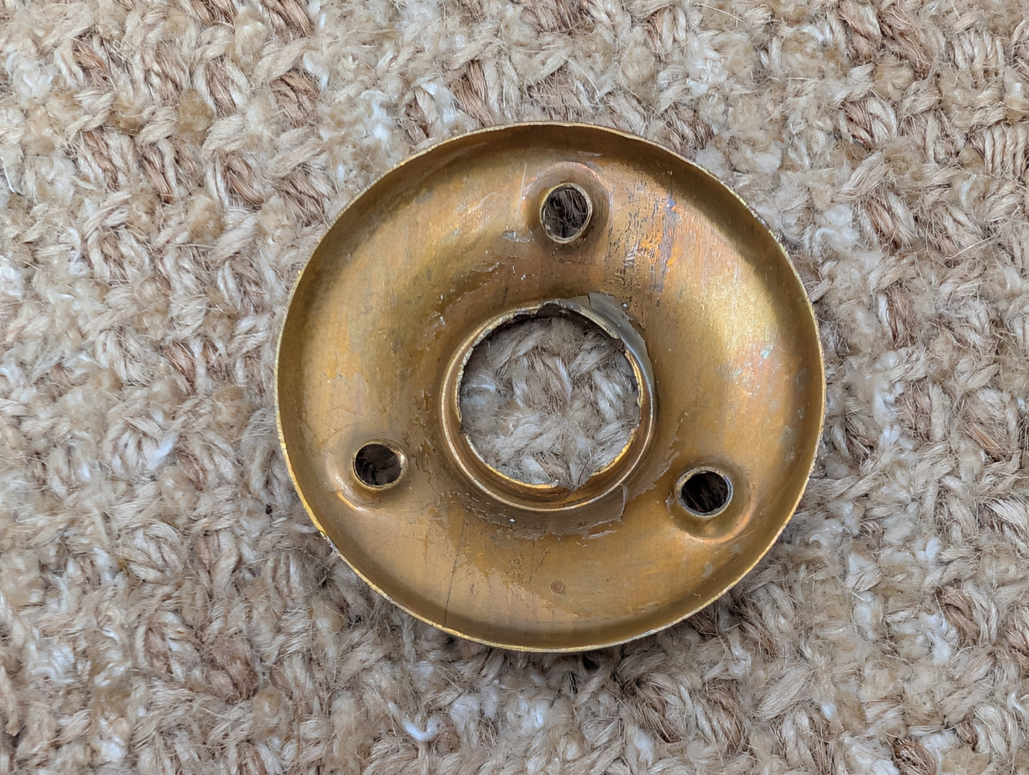 2" Antique Stamped Brass Rosette Escutcheon For Door Knob