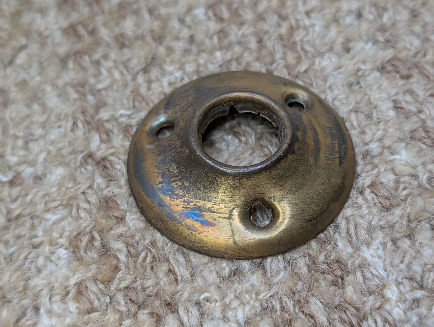 2" Antique Stamped Brass Rosette Escutcheon For Door Knob