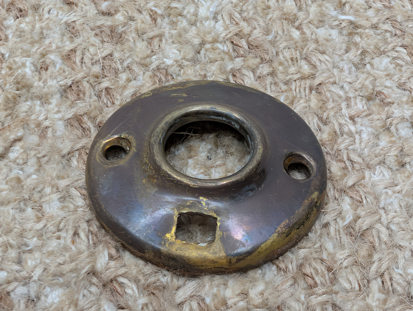 2" Antique Stamped Brass Rosette Escutcheon For Door Knob