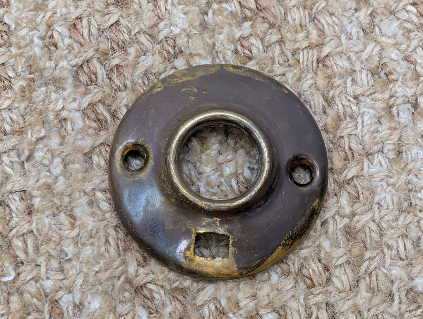 2" Antique Stamped Brass Rosette Escutcheon For Door Knob