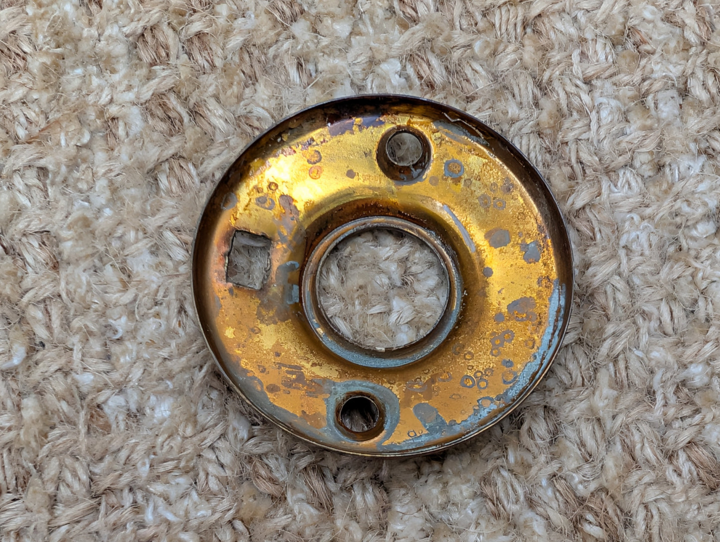 2" Antique Stamped Brass Rosette Escutcheon For Door Knob
