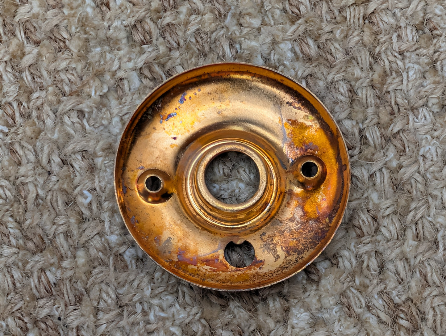 2 1/8" Antique Stamped Brass Rosette Escutcheon For Door Knob