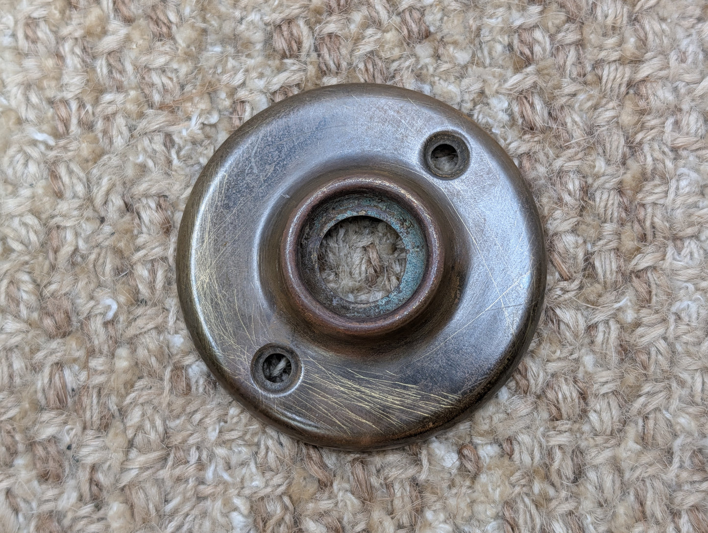 2 1/4" Antique Stamped Brass Rosette Escutcheon For Door Knob