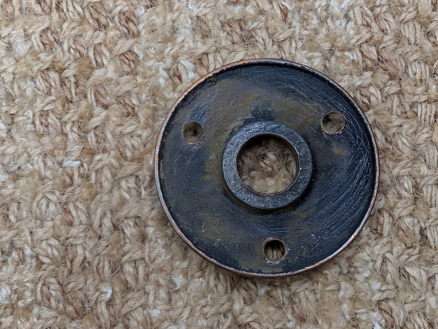 2" Antique Cast Brass Rosette Escutcheon For Door Knob