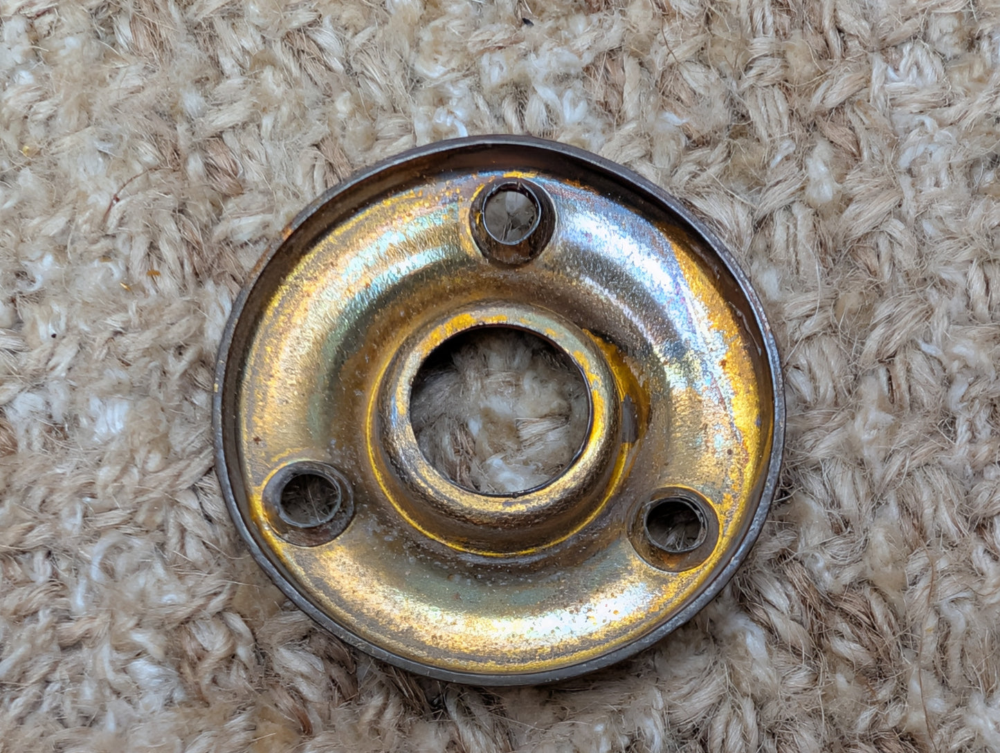 1  11/16" Antique Stamped Brass Rosette Escutcheon For Door Knob
