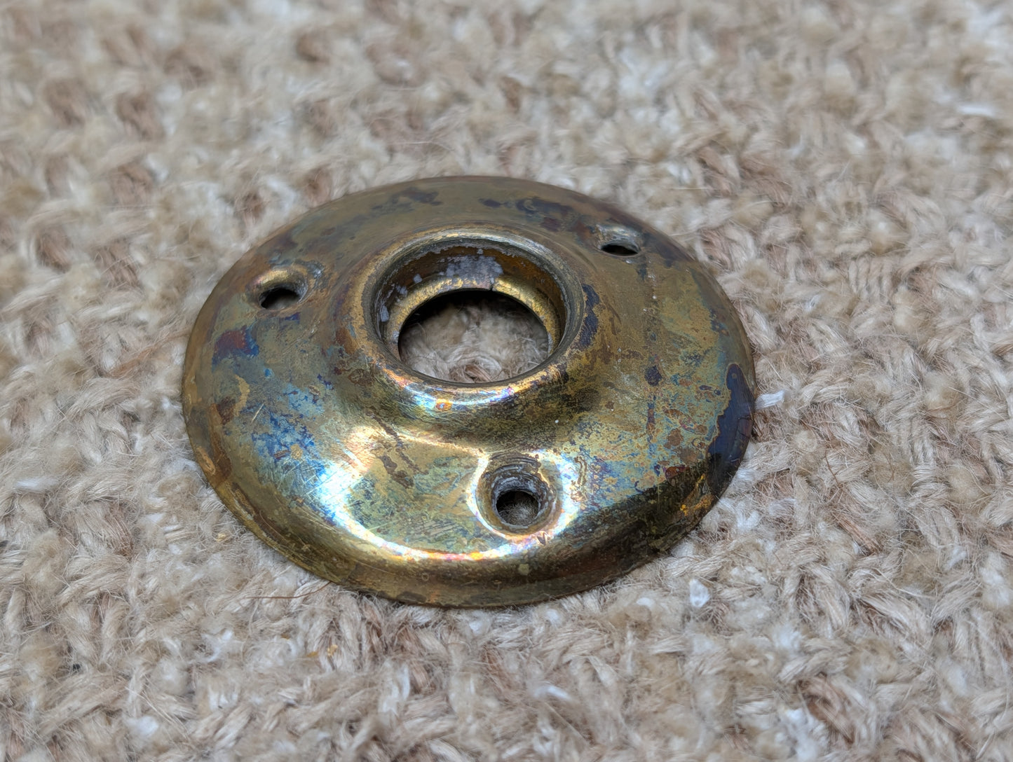 2" Antique Stamped Brass Rosette Escutcheon For Door Knob
