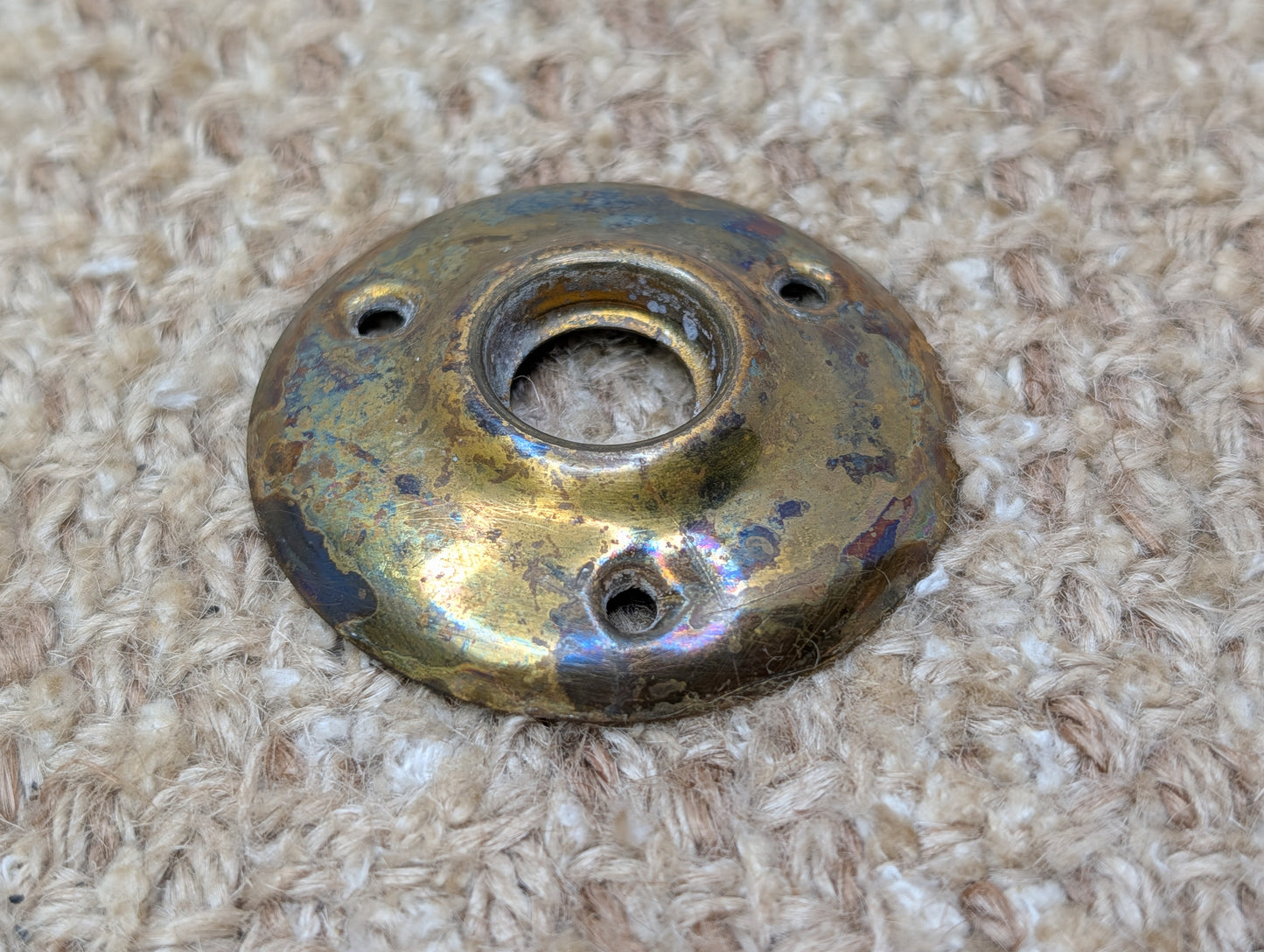 2" Antique Stamped Brass Rosette Escutcheon For Door Knob
