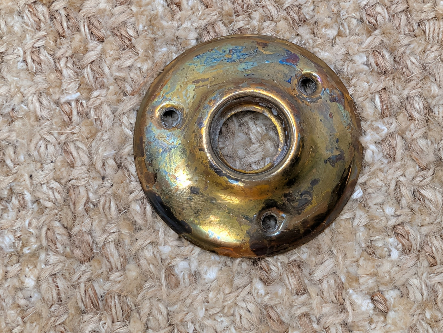 2" Antique Stamped Brass Rosette Escutcheon For Door Knob