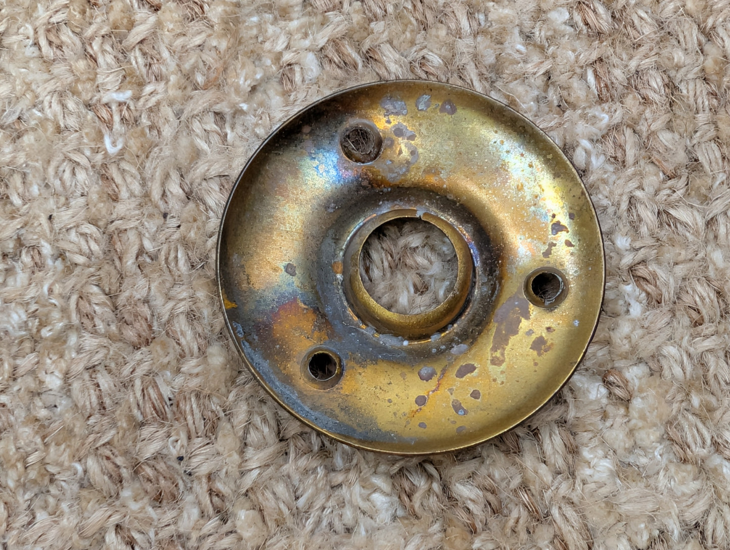 2" Antique Stamped Brass Rosette Escutcheon For Door Knob