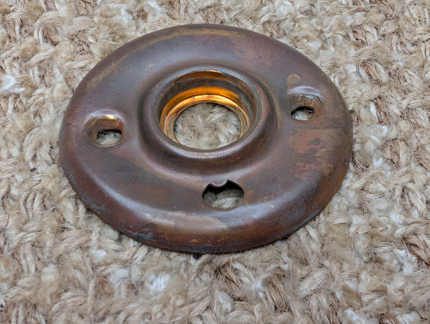 2 1/8" Antique Stamped Brass Rosette Escutcheon For Door Knob
