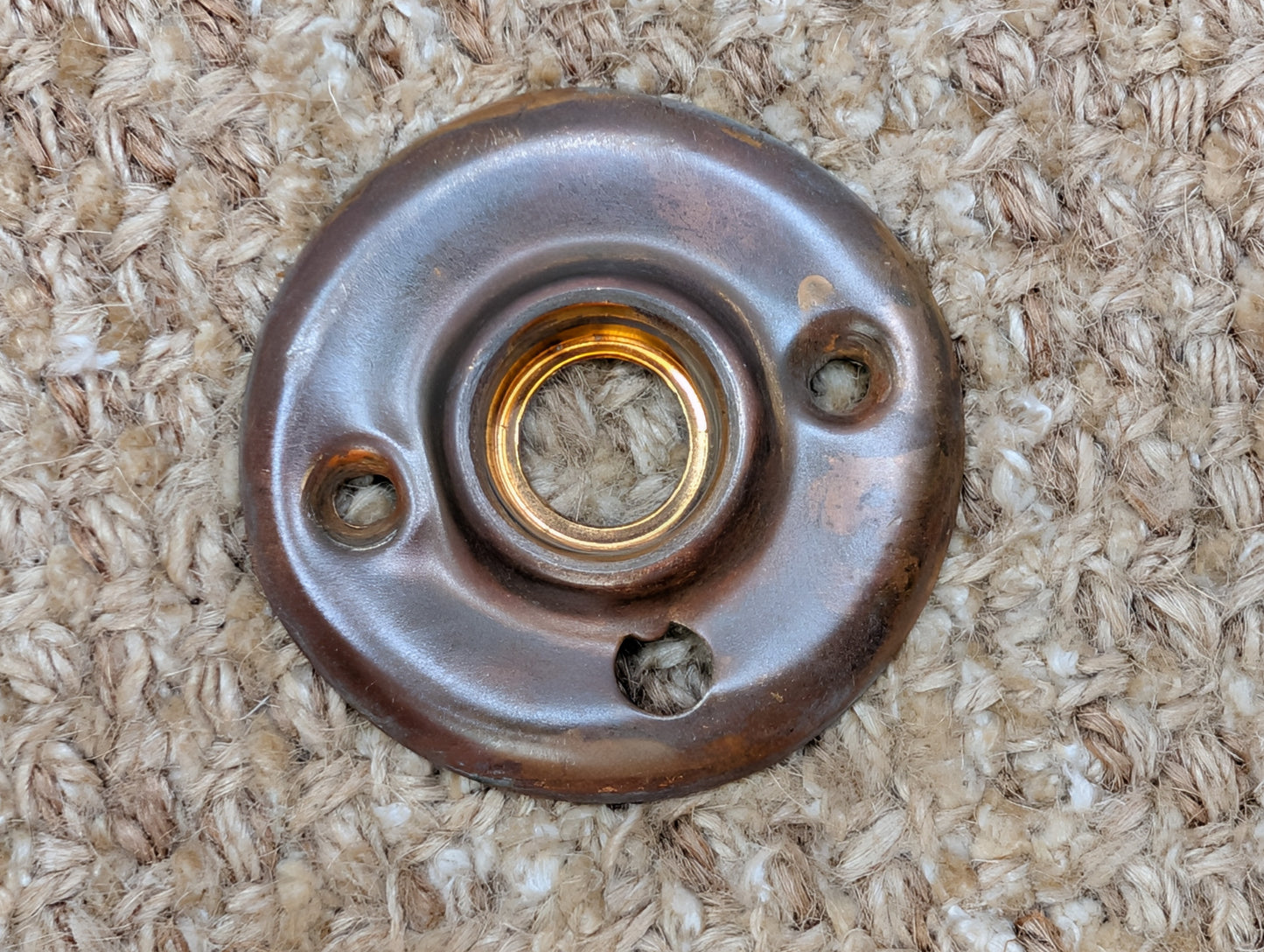 2 1/8" Antique Stamped Brass Rosette Escutcheon For Door Knob