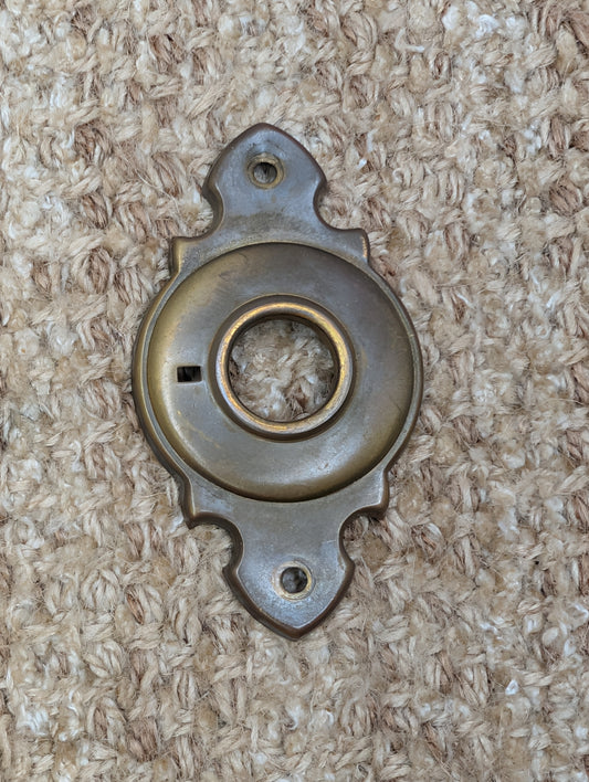 1  7/8" x 3  3/8" Antique Stamped Brass Rosette Escutcheon For Door Knob