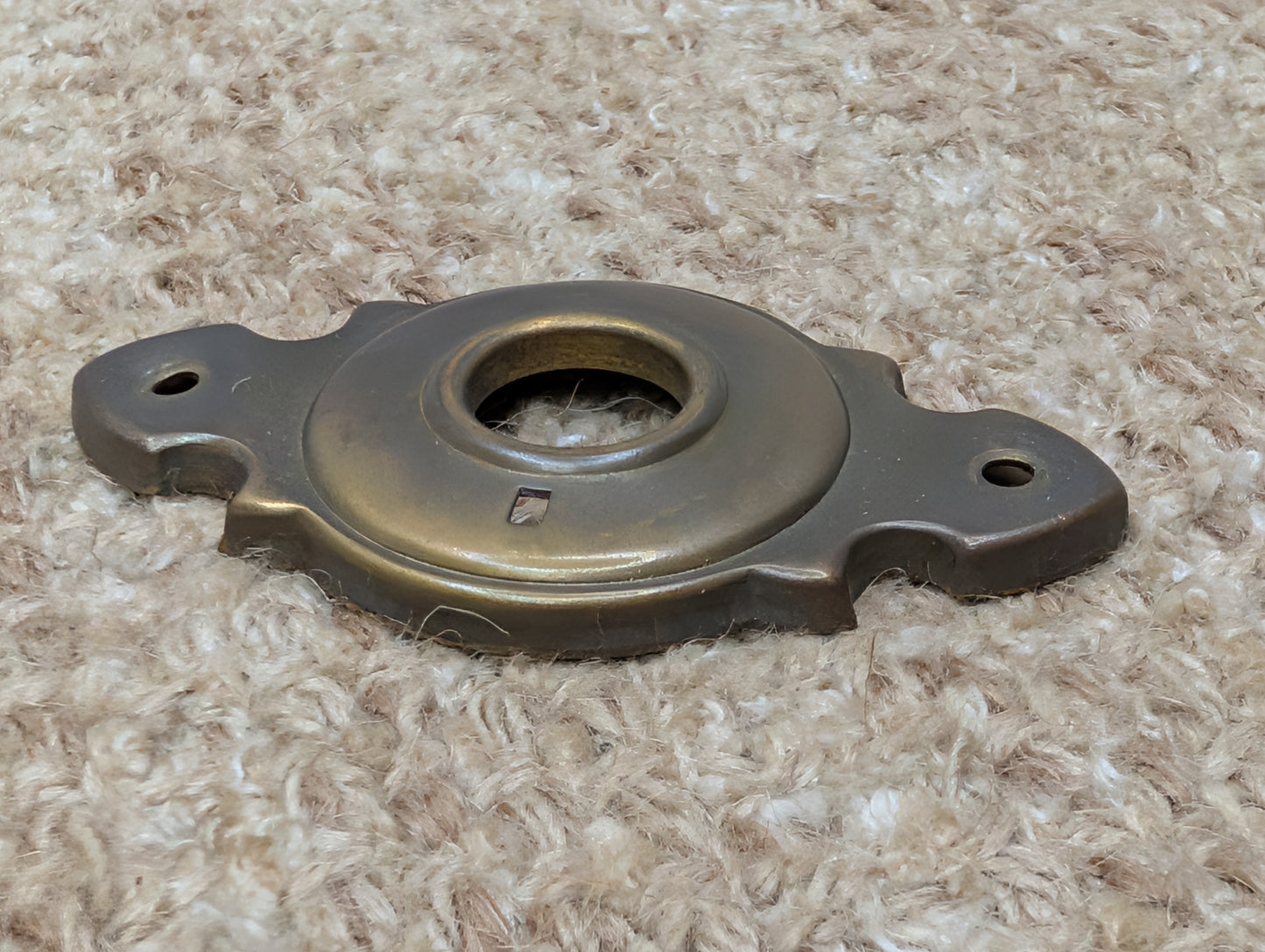 1  7/8" x 3  3/8" Antique Stamped Brass Rosette Escutcheon For Door Knob