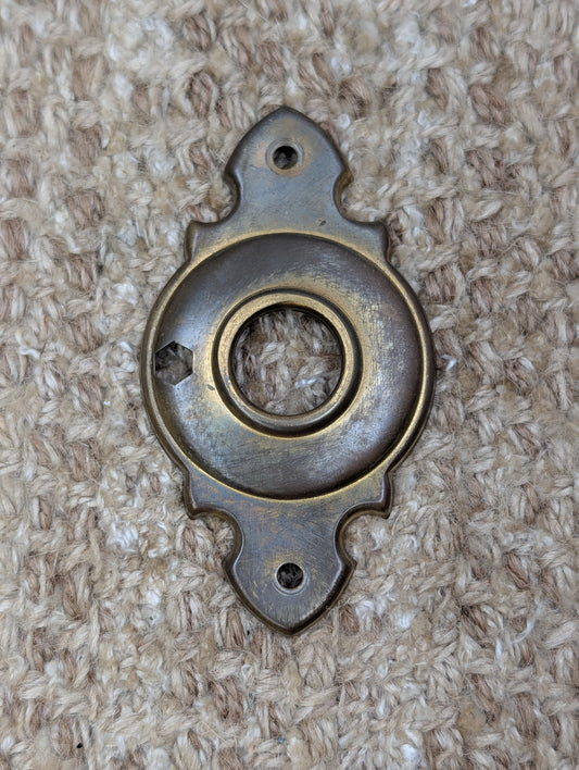 1  7/8" x 3  3/8" Antique Stamped Brass Rosette Escutcheon For Door Knob